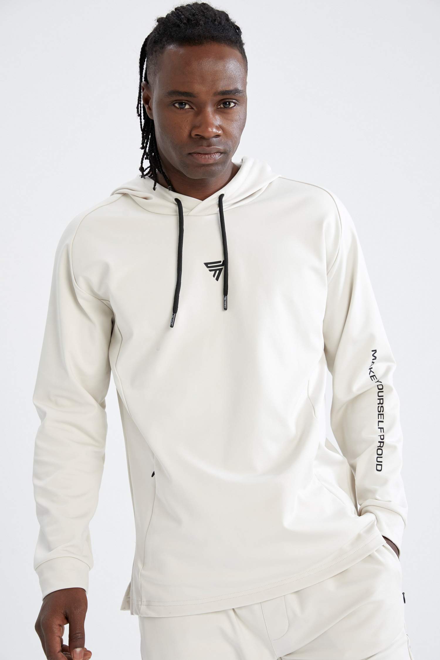 Standart Fit Kapüşonlu Baskılı İçi Yumuşak Tüylü Sweatshirt