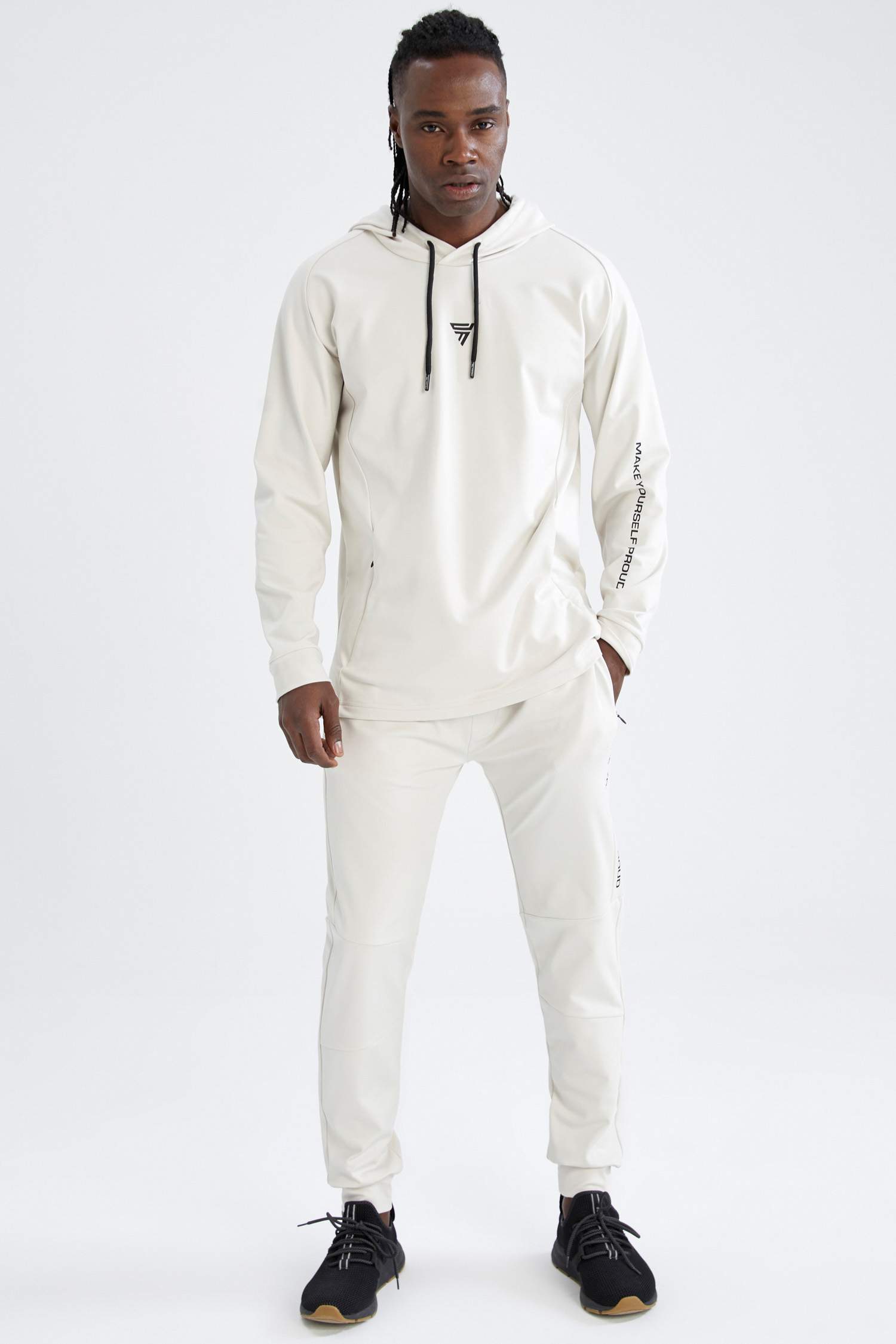 Standart Fit Kapüşonlu Baskılı İçi Yumuşak Tüylü Sweatshirt