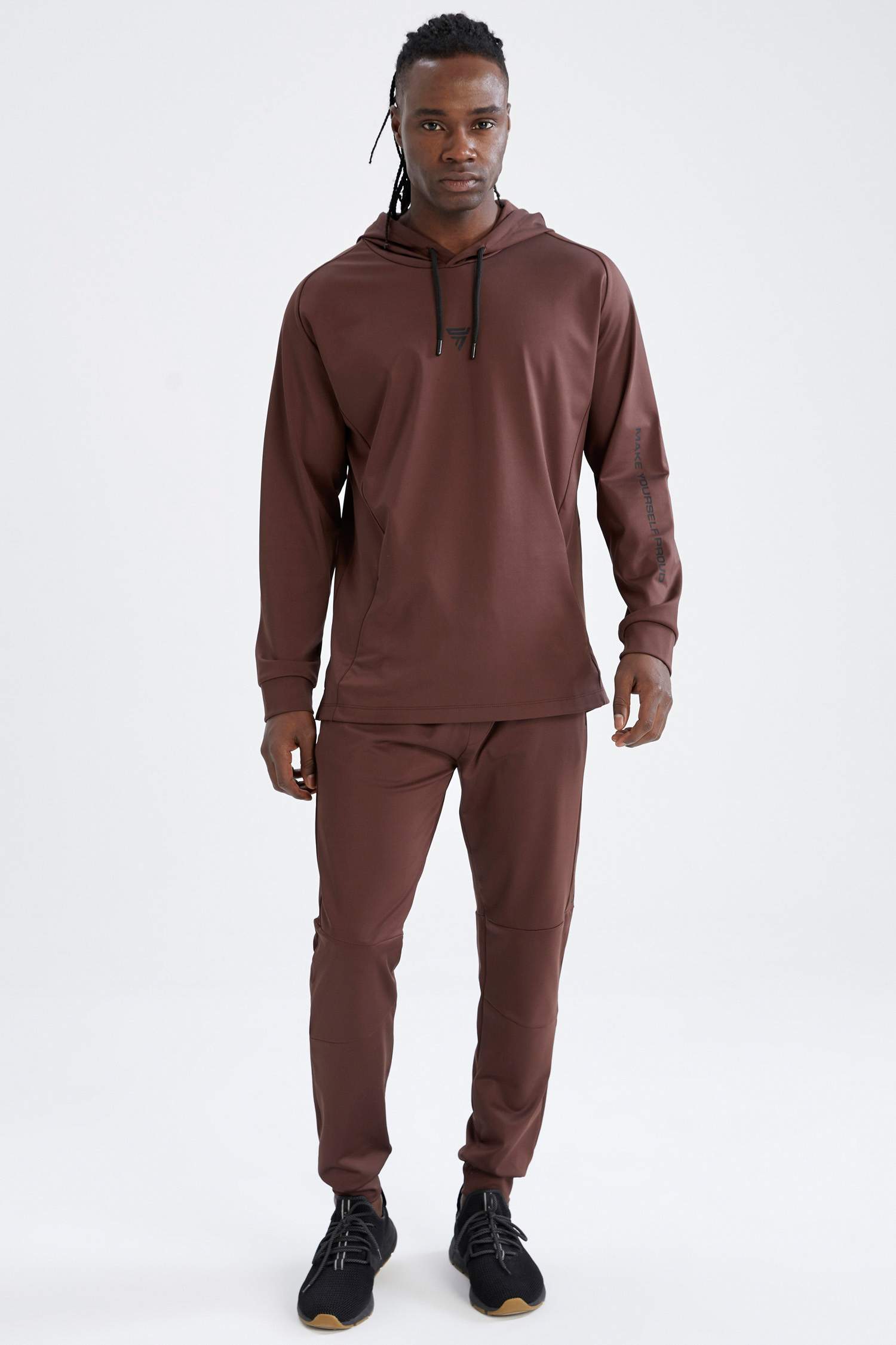 Standart Fit Kapüşonlu Baskılı İçi Yumuşak Tüylü Sweatshirt