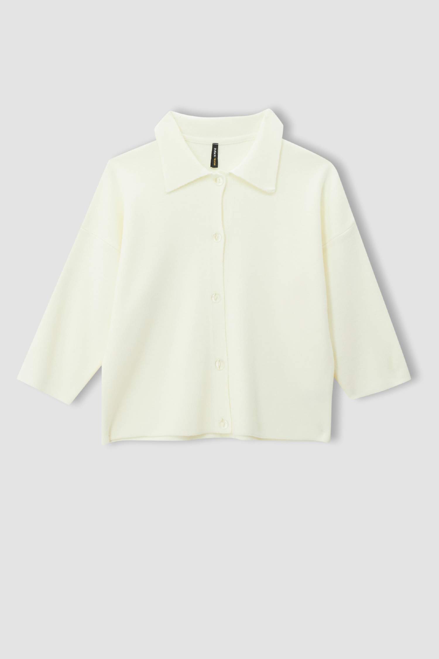 Polo Yaka Relax Fit Yarım Kollu Triko Hırka