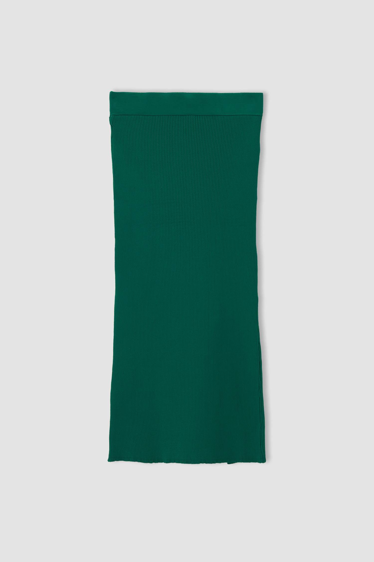 Regular Fit Midi Yırtmaçlı Kalem Triko Etek
