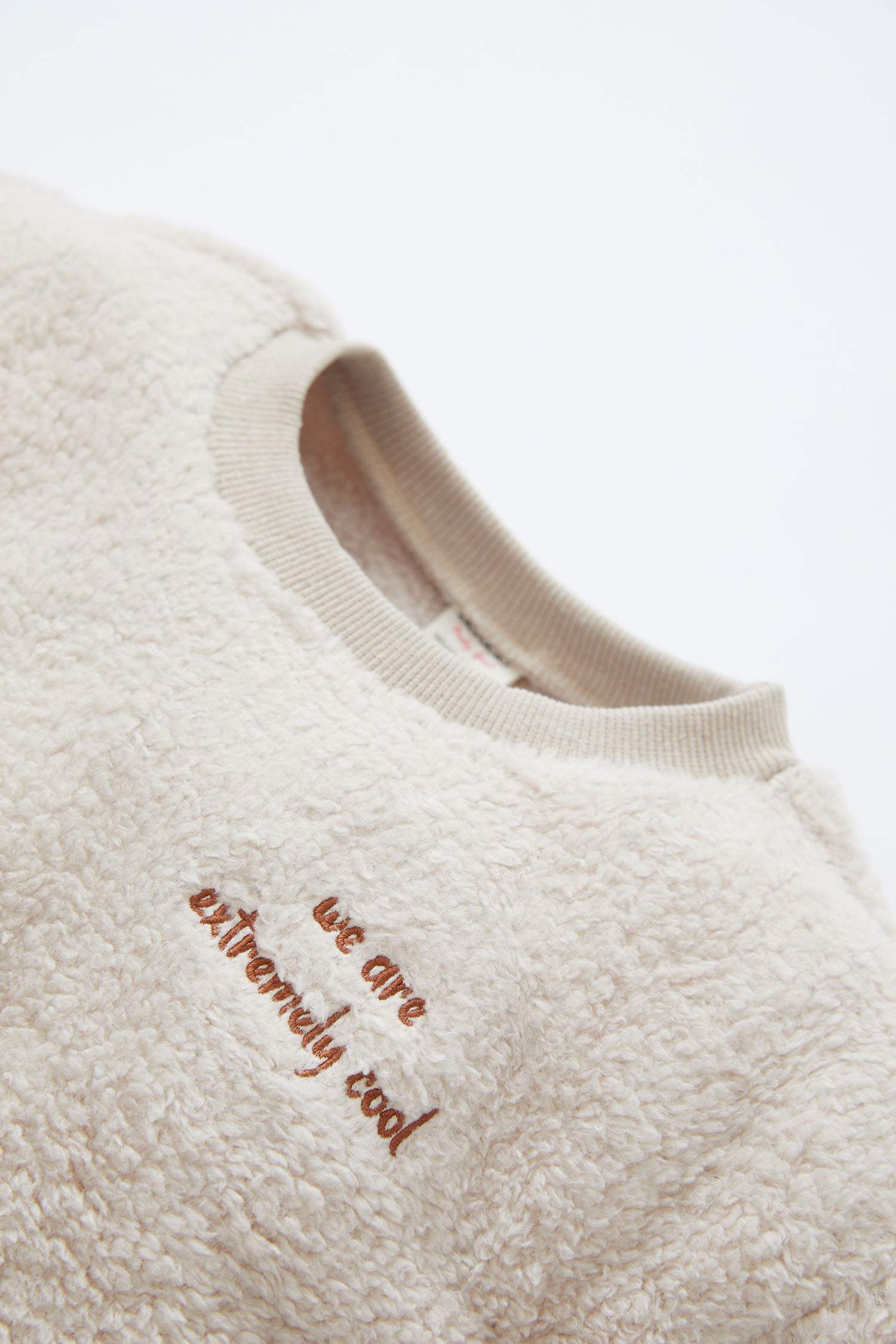 Kız Bebek Regular Fit Bisiklet Yaka Nakışlı Pelüş Isı Yalıtımlı Sweatshirt