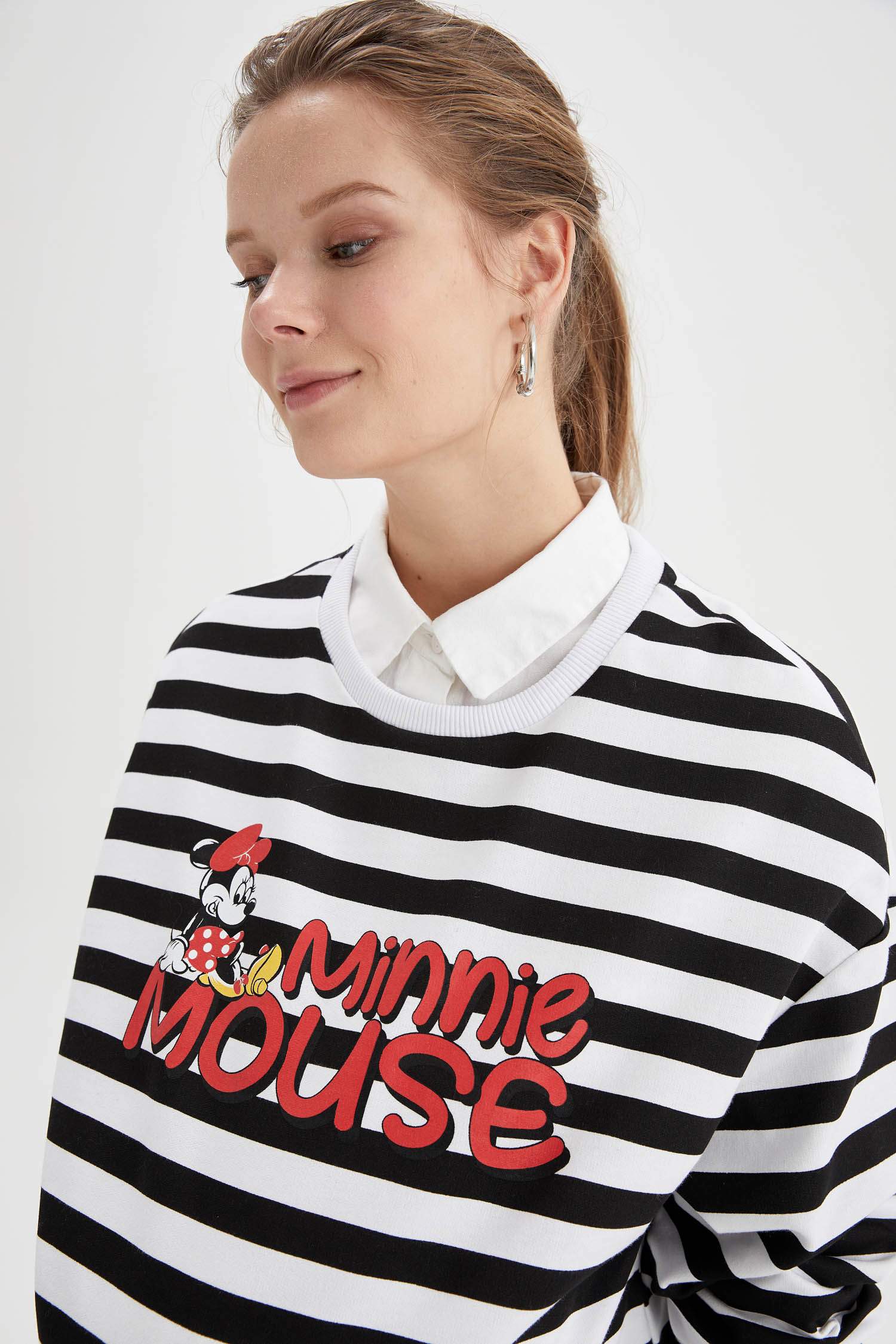 Hamile Disney Mickey ve Minnie Lisanslı Bisiklet Yaka Sweatshirt
