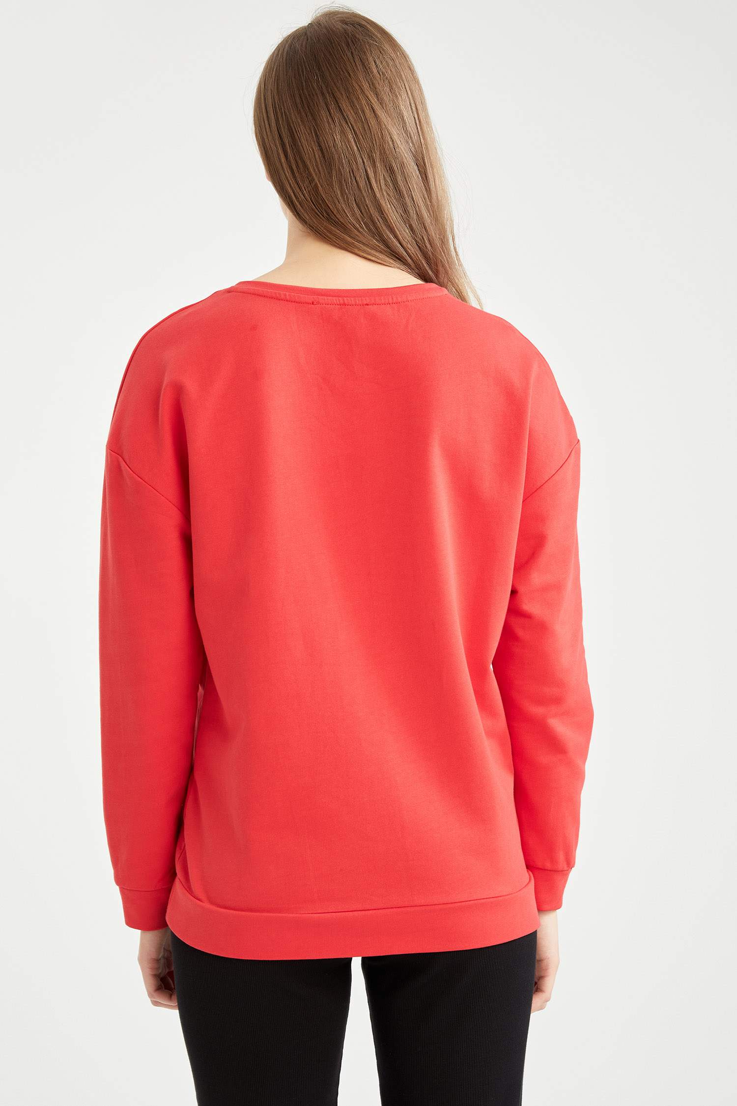 Regular Fit Bisiklet Yaka Baskılı Hamile Sweatshirt