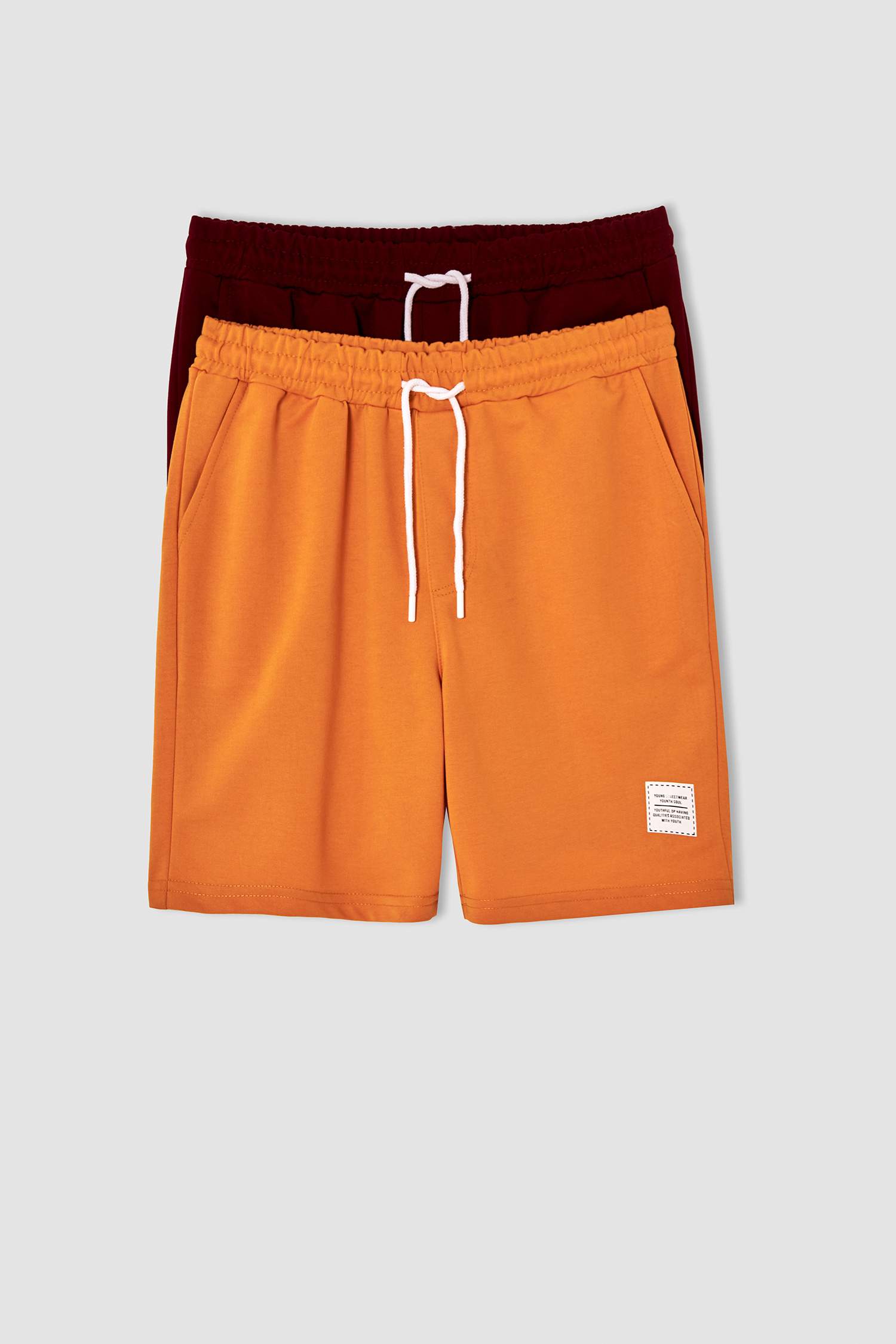Slim Fit Beli Bağcıklı 2'li Şort