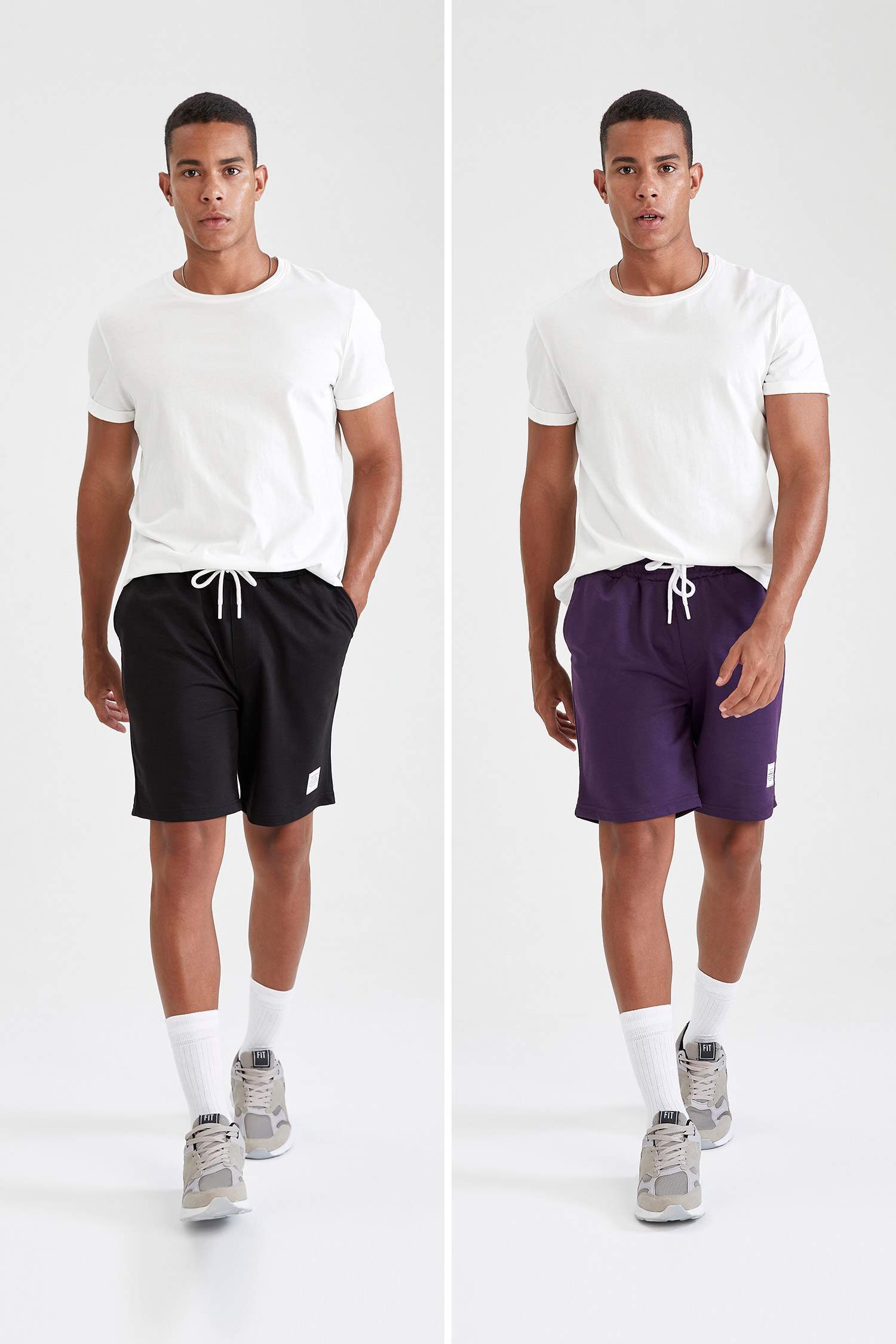 Slim Fit Beli Bağcıklı 2'li Şort