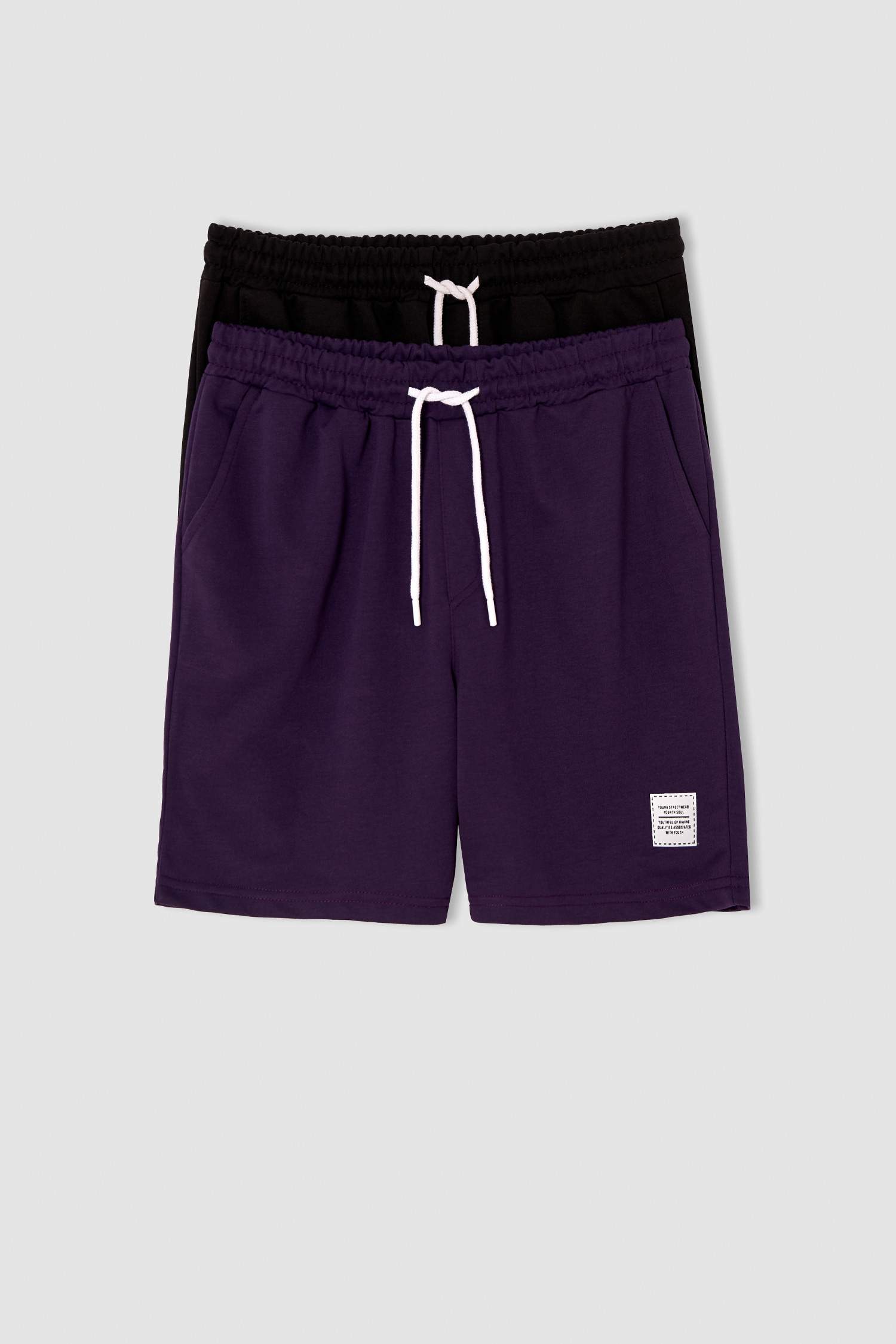 Slim Fit Beli Bağcıklı 2'li Şort