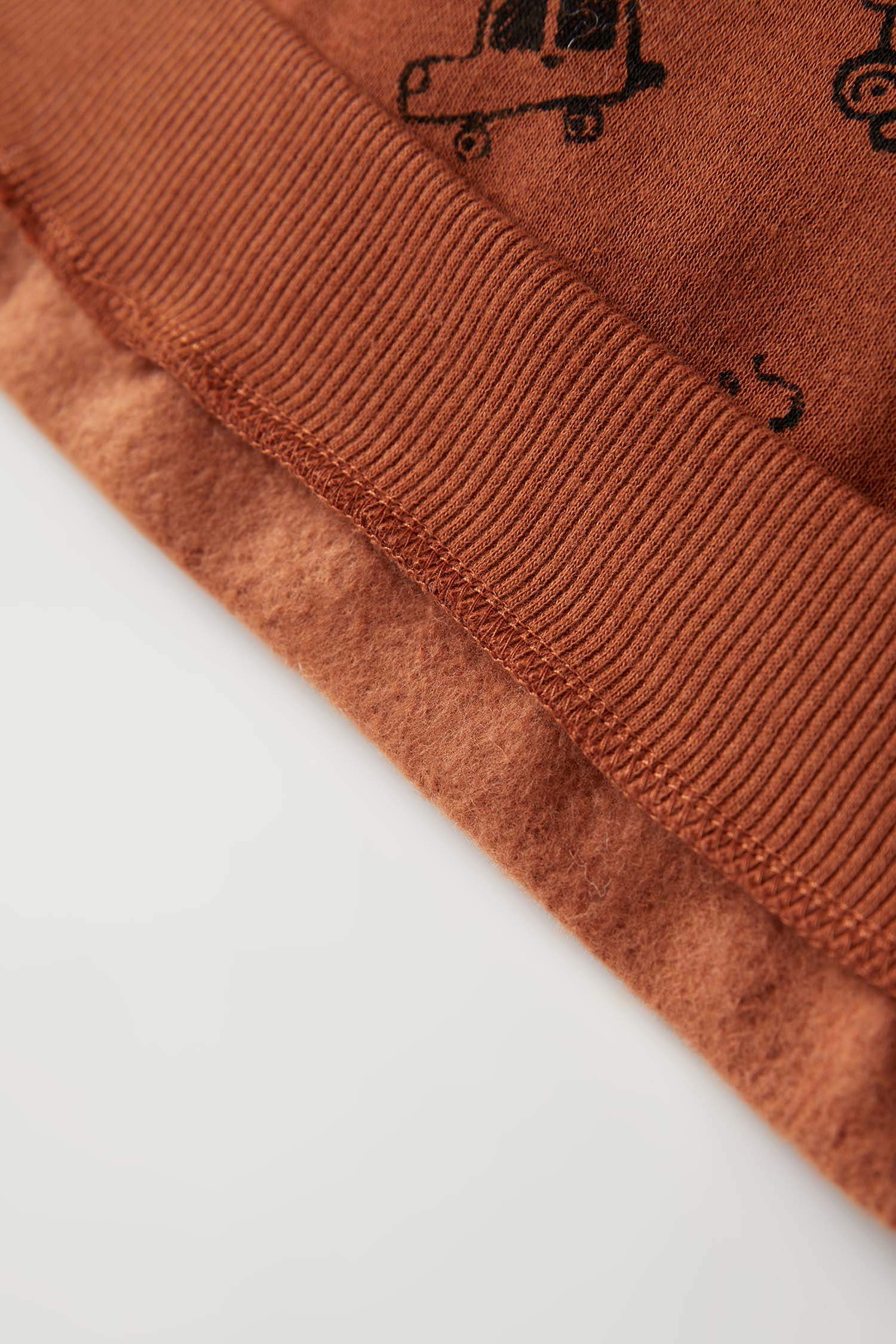 Erkek Bebek Desenli Bisiklet Yaka İçi Yumuşak Tüylü Sweatshirt