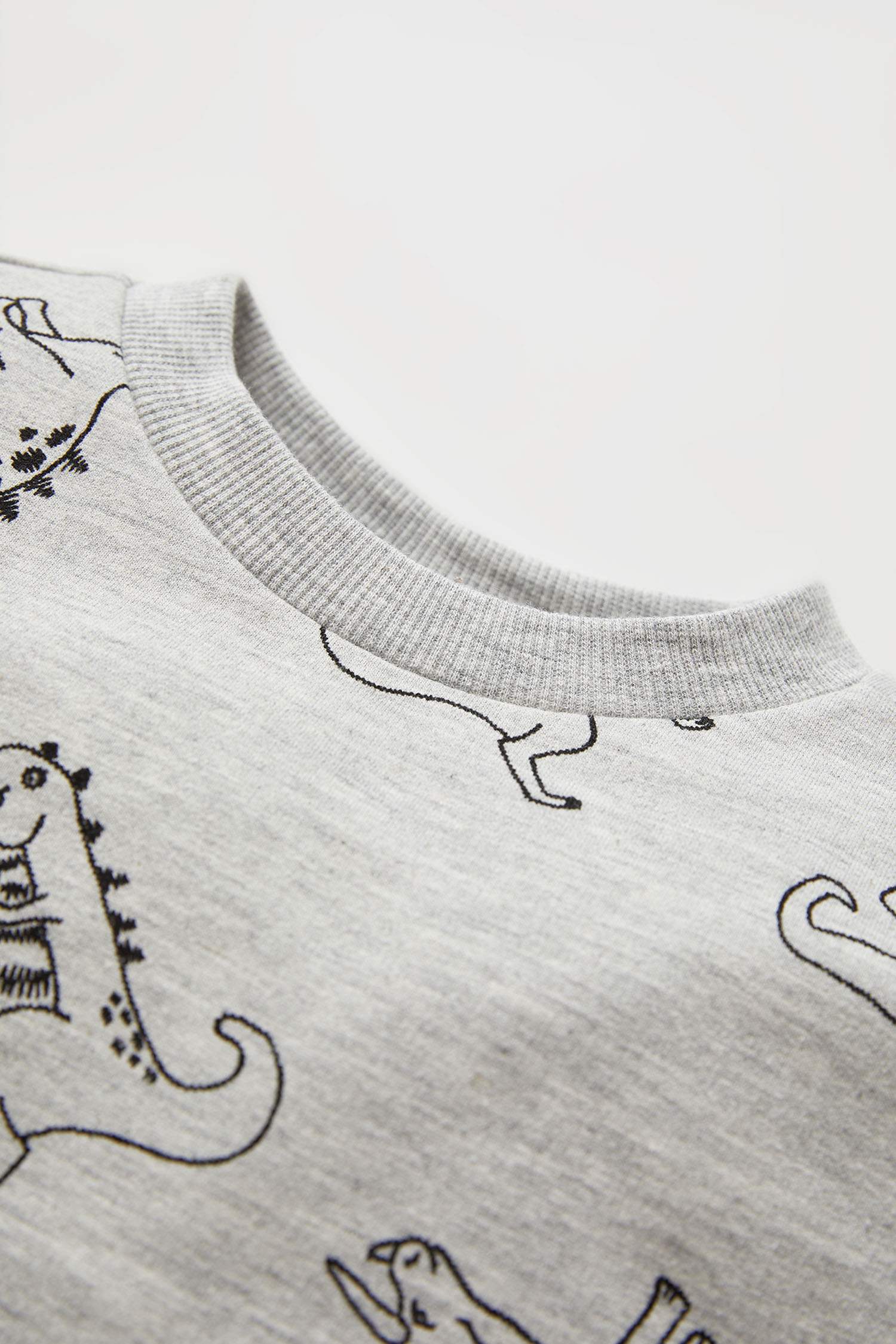 Erkek Bebek Desenli Bisiklet Yaka Sweatshirt