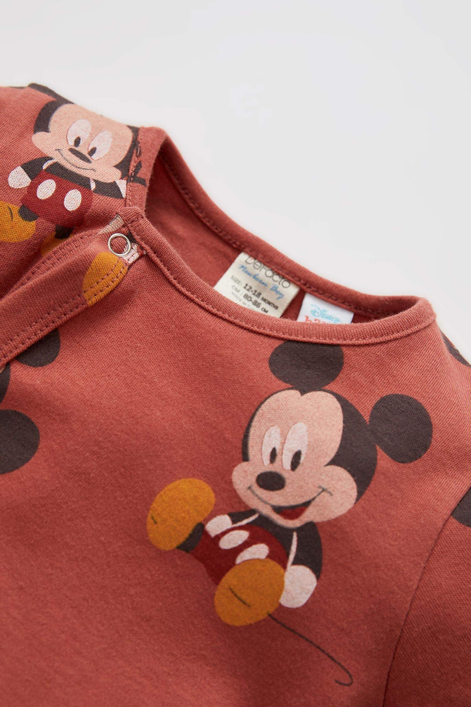 Erkek Bebek Mickey Mouse Lisanslı Uzun Kollu Yeni Doğan Çıtçıtlı Pamuklu Tulum