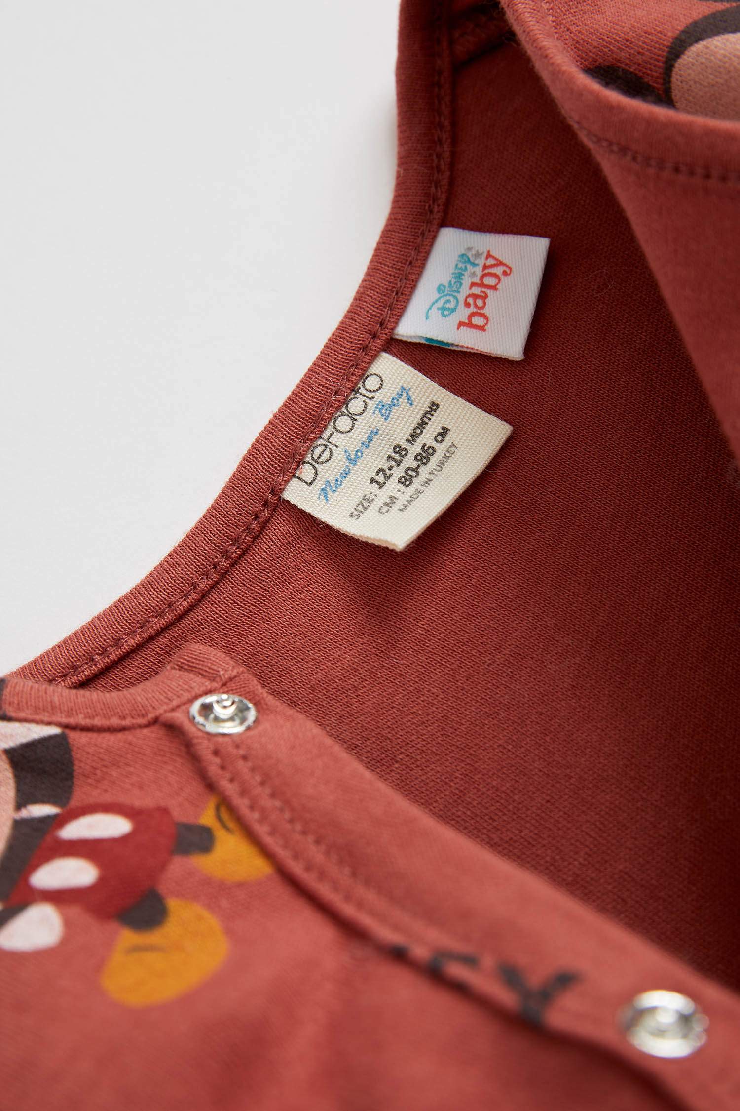 Erkek Bebek Mickey Mouse Lisanslı Uzun Kollu Yeni Doğan Çıtçıtlı Pamuklu Tulum