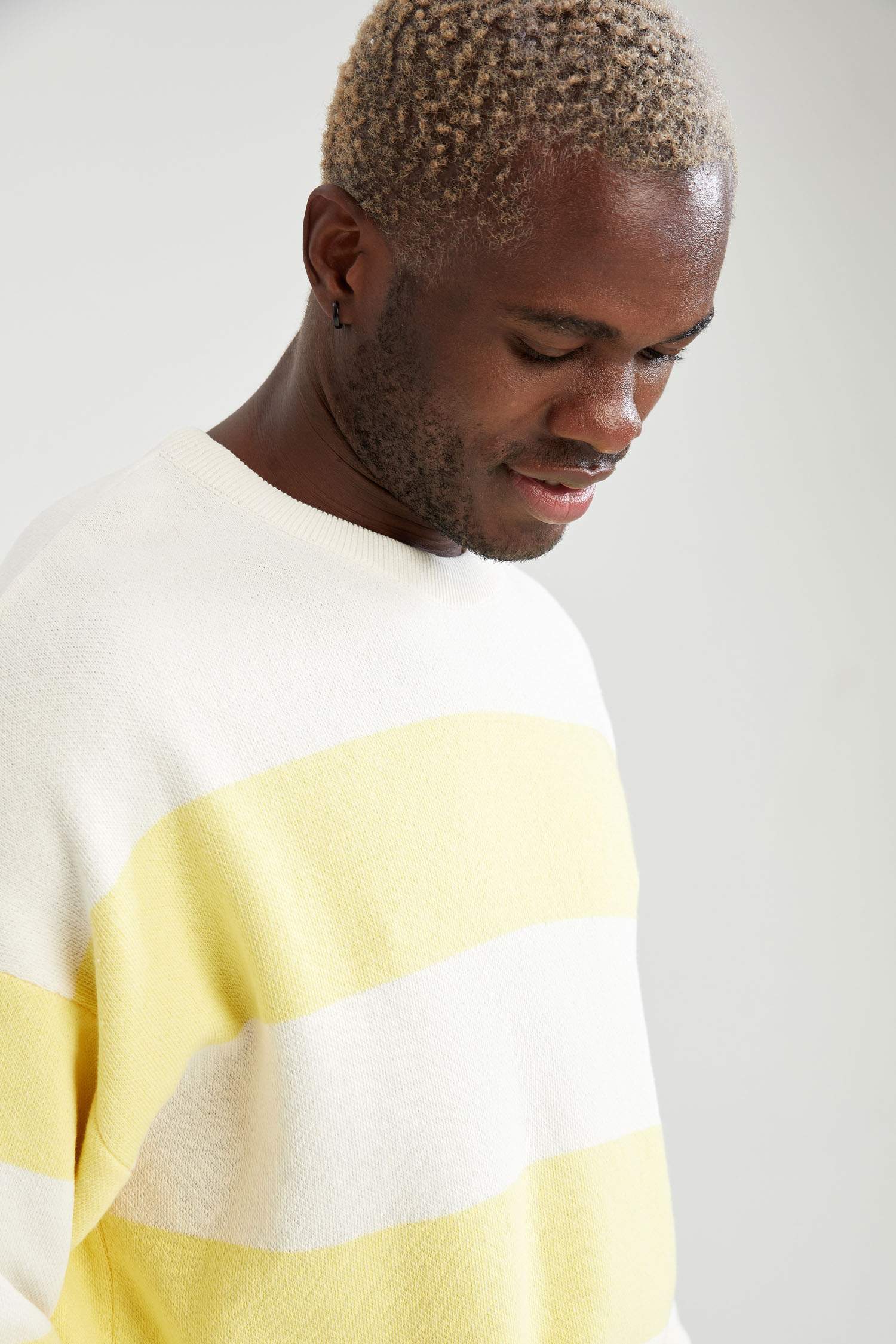 Oversize Fit Bisiklet Yaka Renk Bloklu Triko Kazak