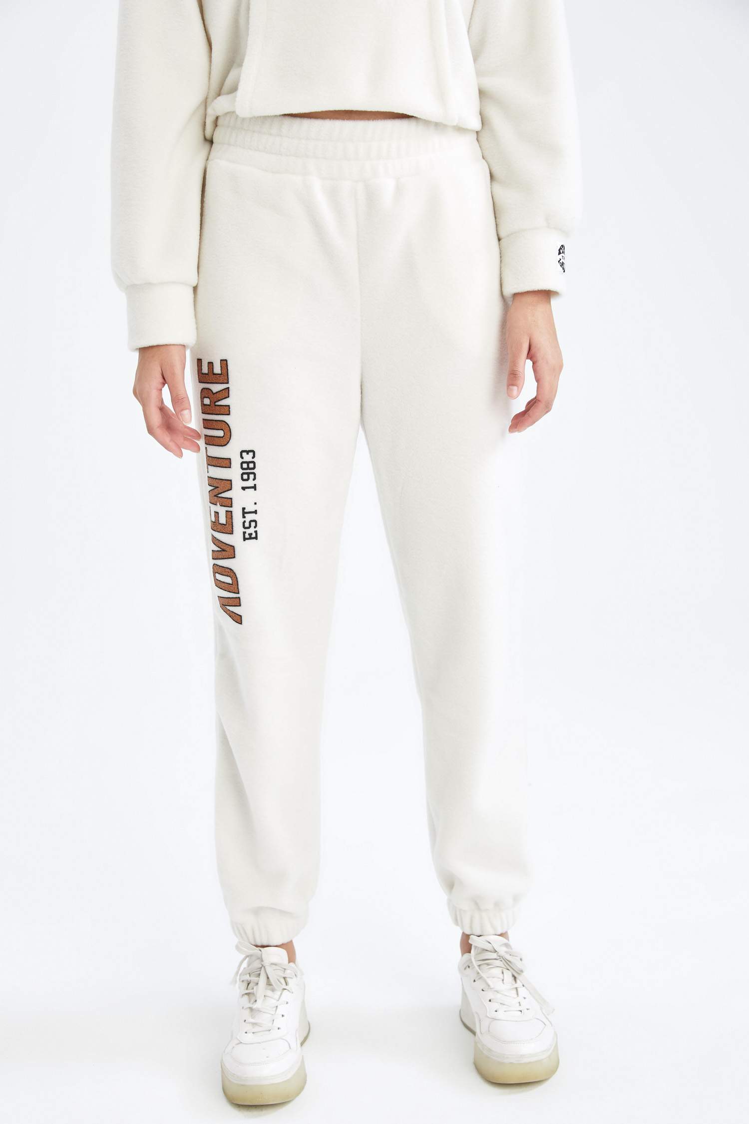 Slogan Baskılı İçi yumuşak Tüylü Polar WarmTech Jogger Eşofman Altı