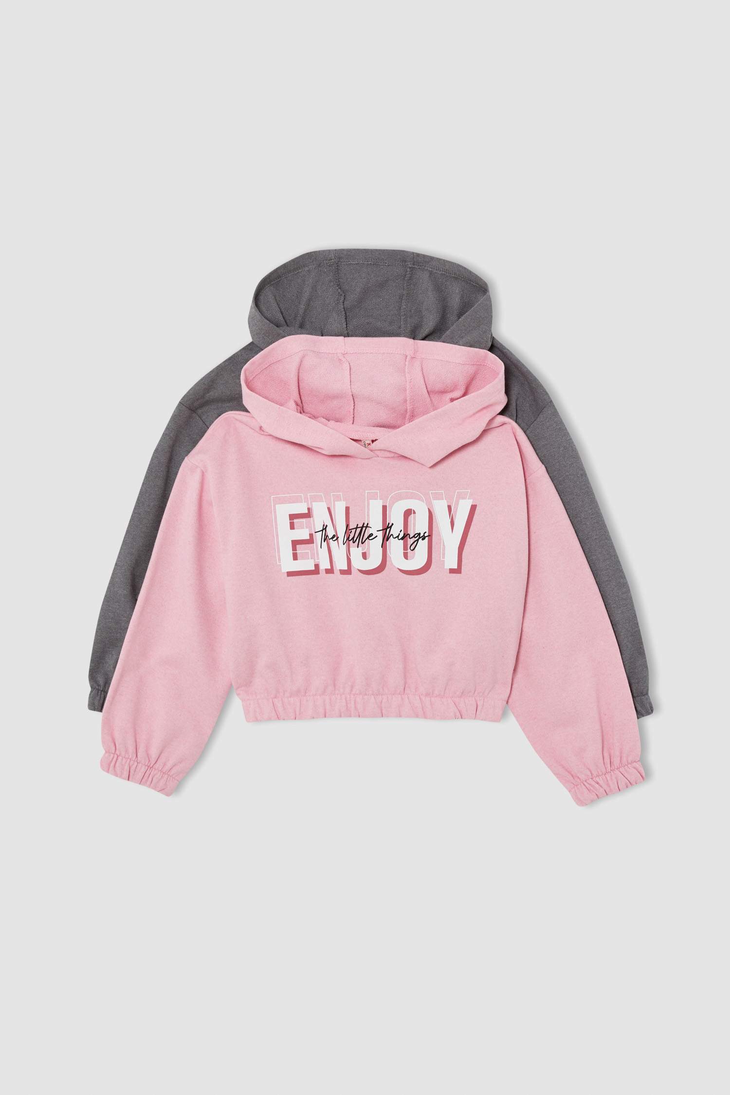 Kız Çocuk Regular Fit Kapüşonlu Baskılı 2'li Sweatshirt