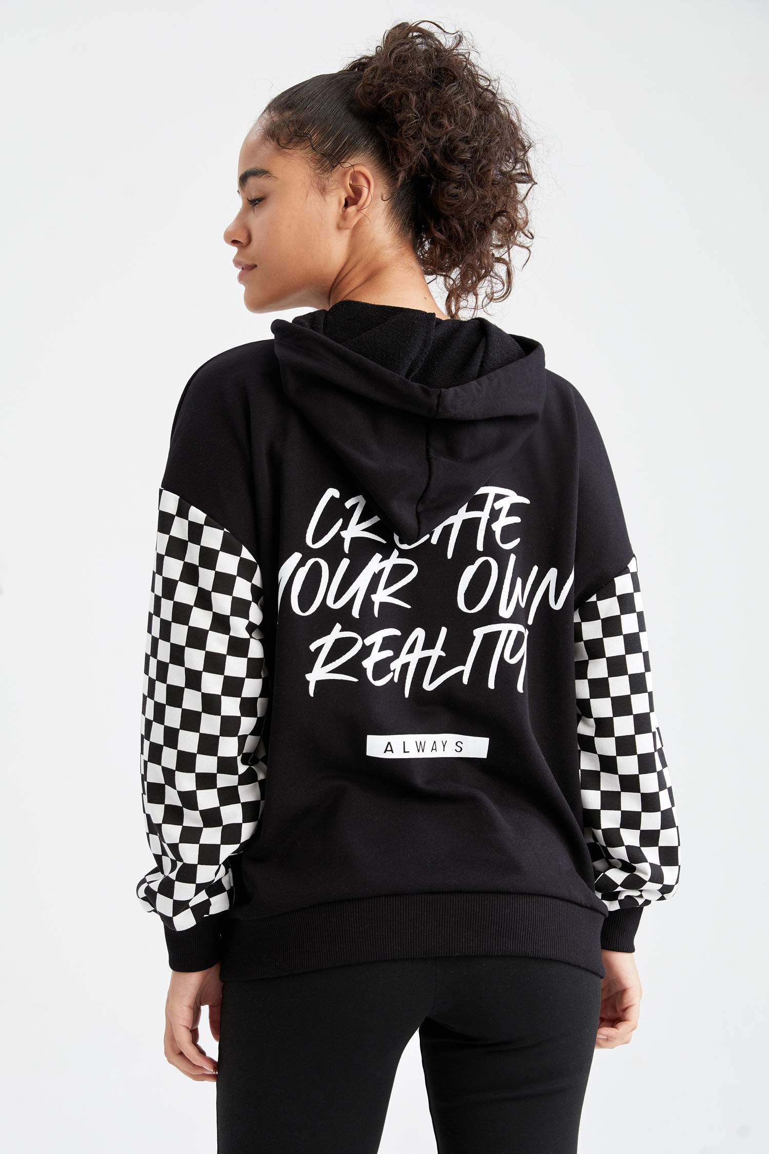 Coool Slogan Baskılı Oversize Fit Kapüşonlu Uzun Kollu Sweatshirt