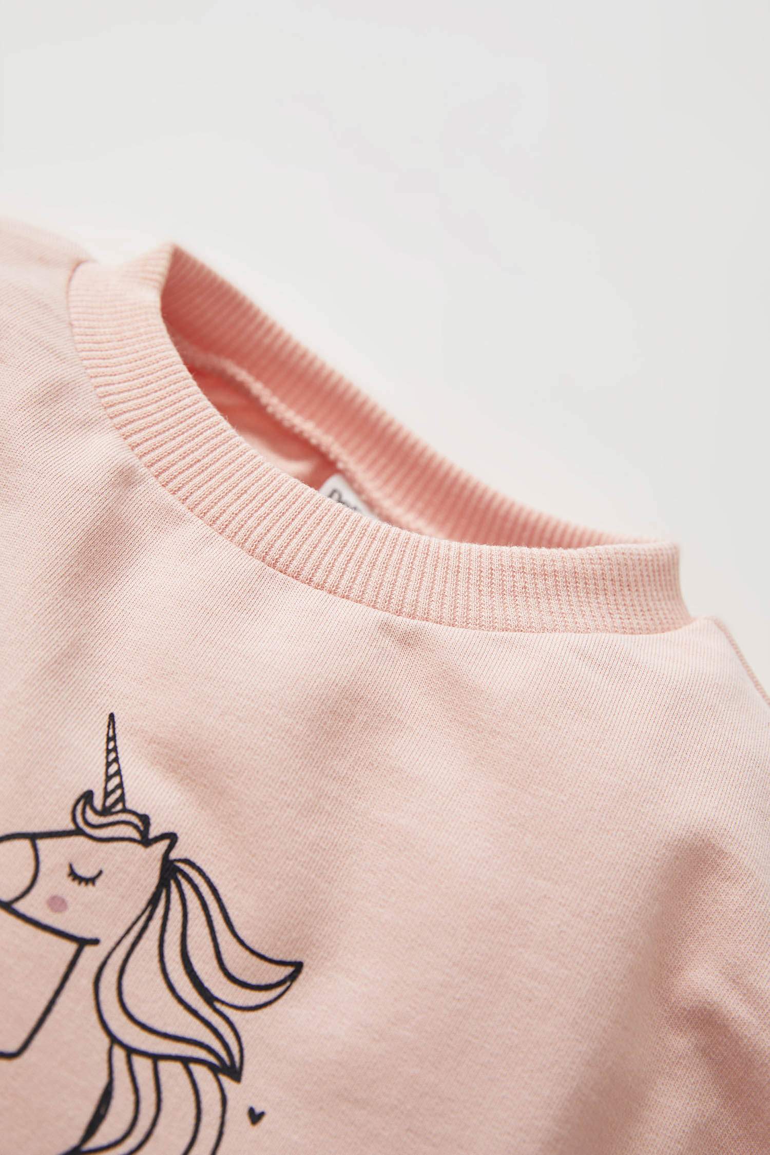 Kız Bebek Unicorn Baskılı Bisiklet Yaka 2'li Takım