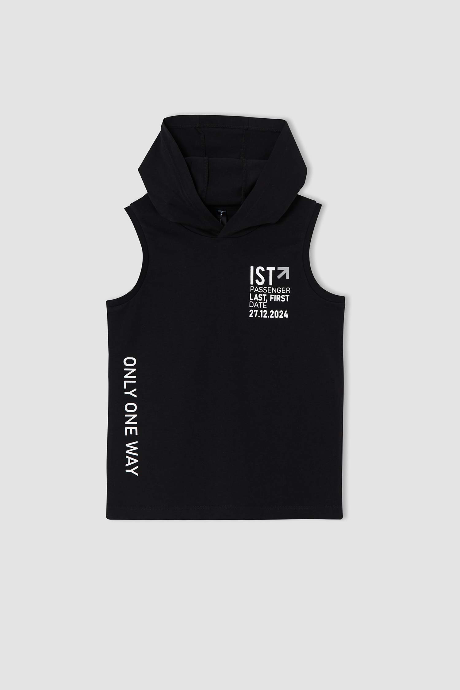 Erkek Çocuk Regular Fit Slogan Baskılı Kapüşonlu Atlet