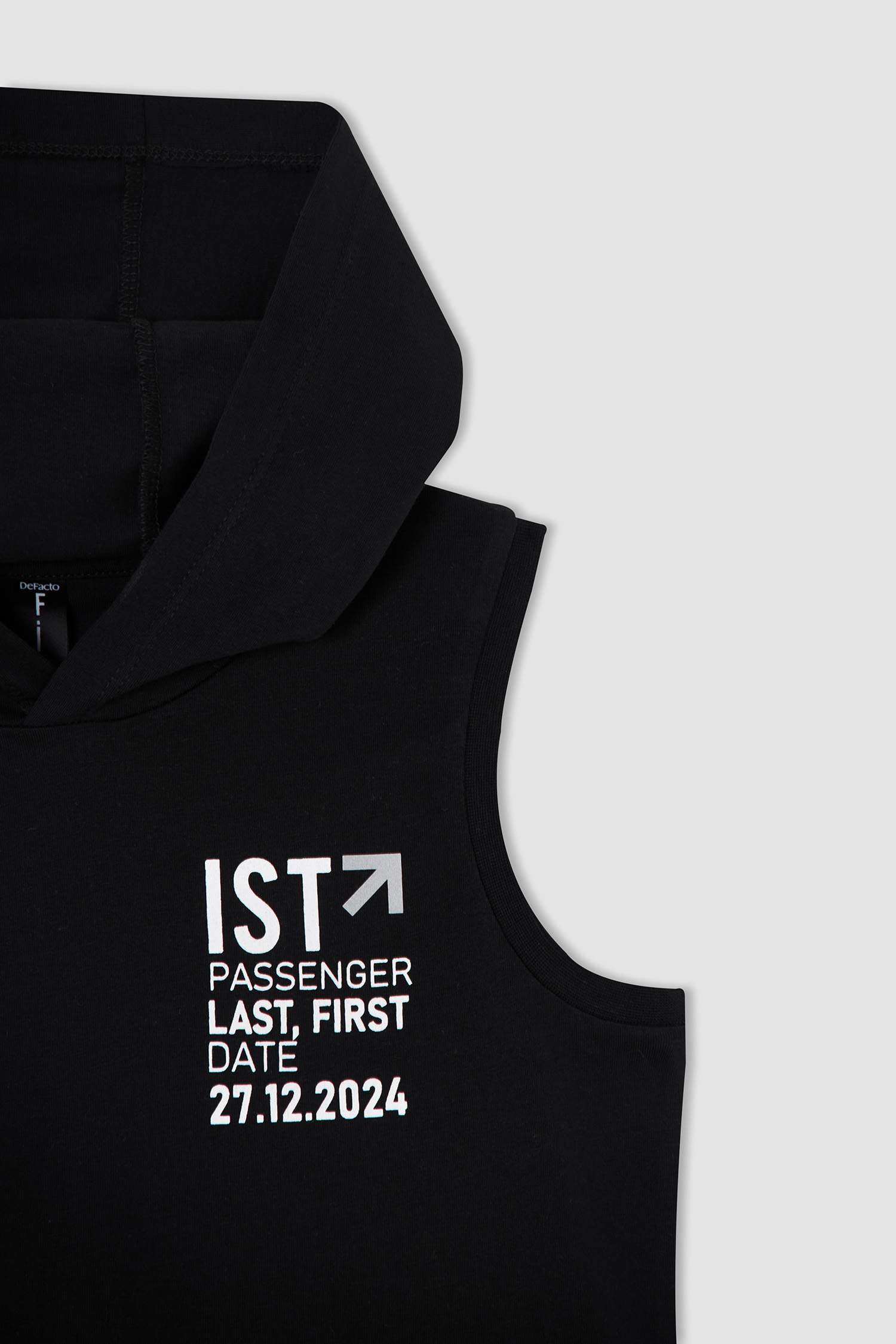 Erkek Çocuk Regular Fit Slogan Baskılı Kapüşonlu Atlet