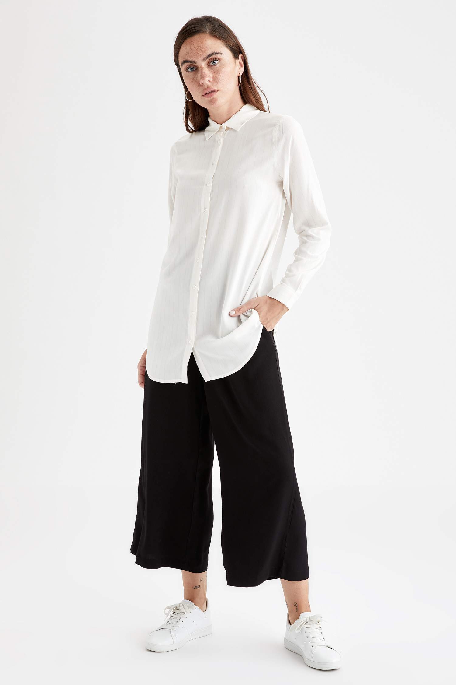 Basic Relax Fit Dokuma Gömlek Tunik