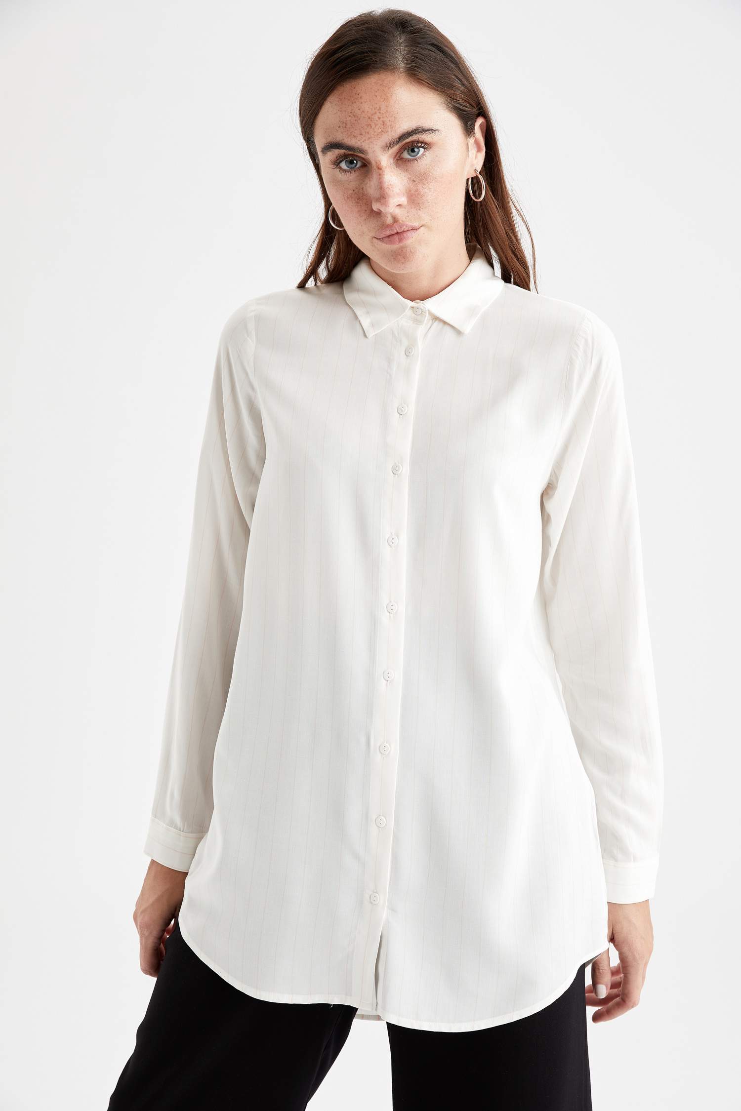 Basic Relax Fit Dokuma Gömlek Tunik