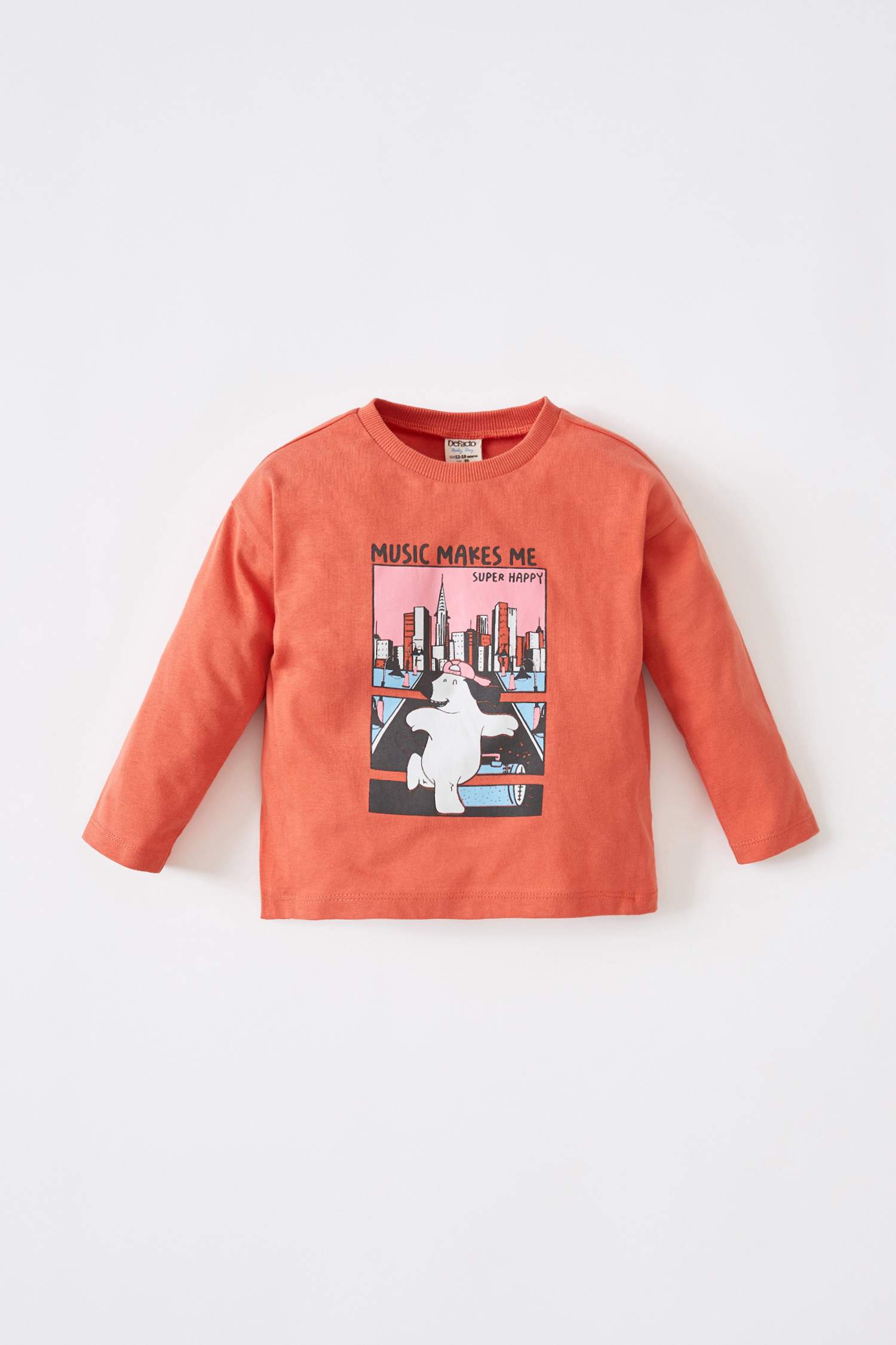 Erkek Bebek Regular Fit Baskılı Uzun Kollu Tişört