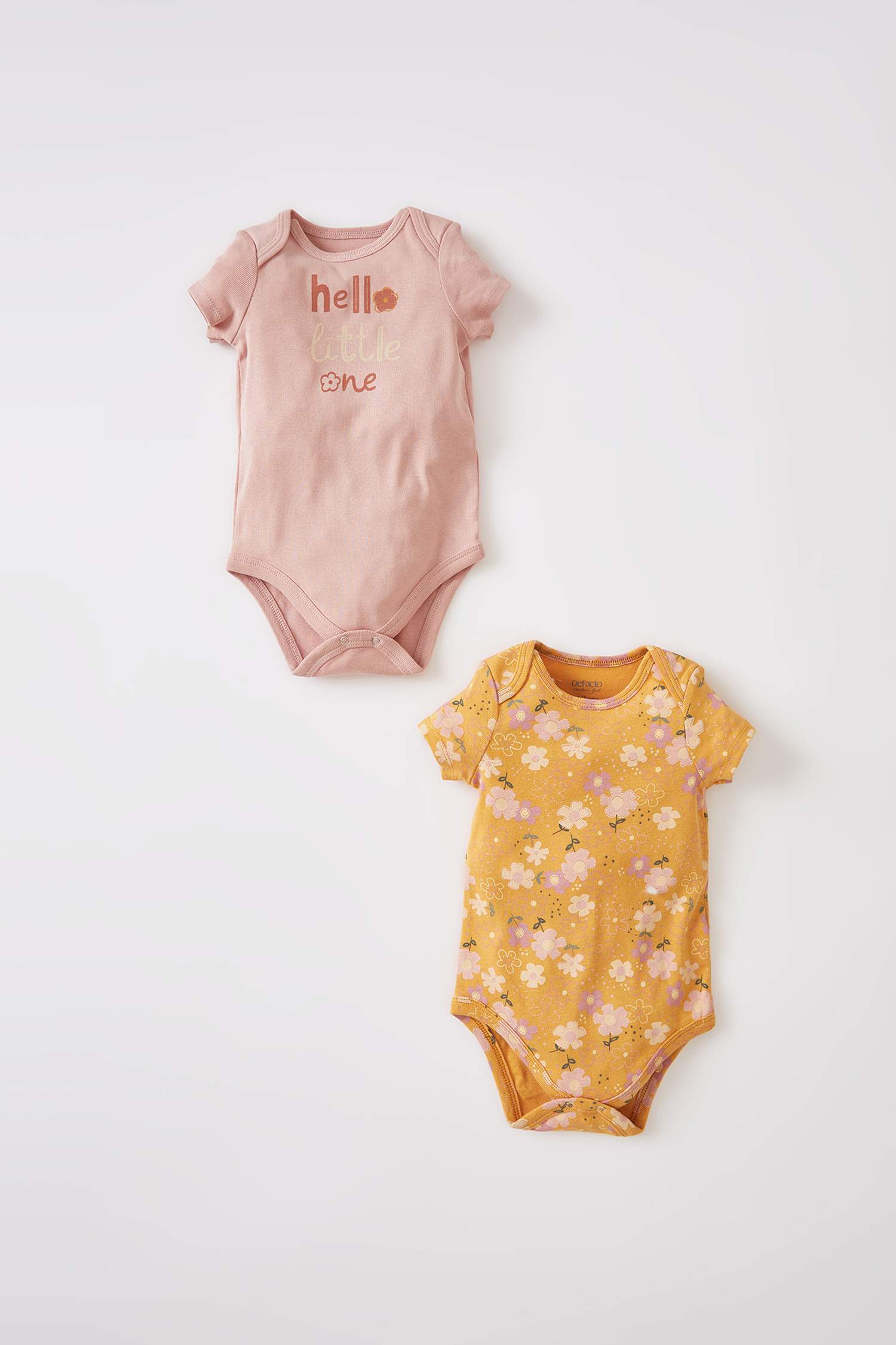 Kız Bebek Slogan Baskılı Çıtçıtlı Kısa Kollu Yeni Doğan Pamuklu 2'li Body
