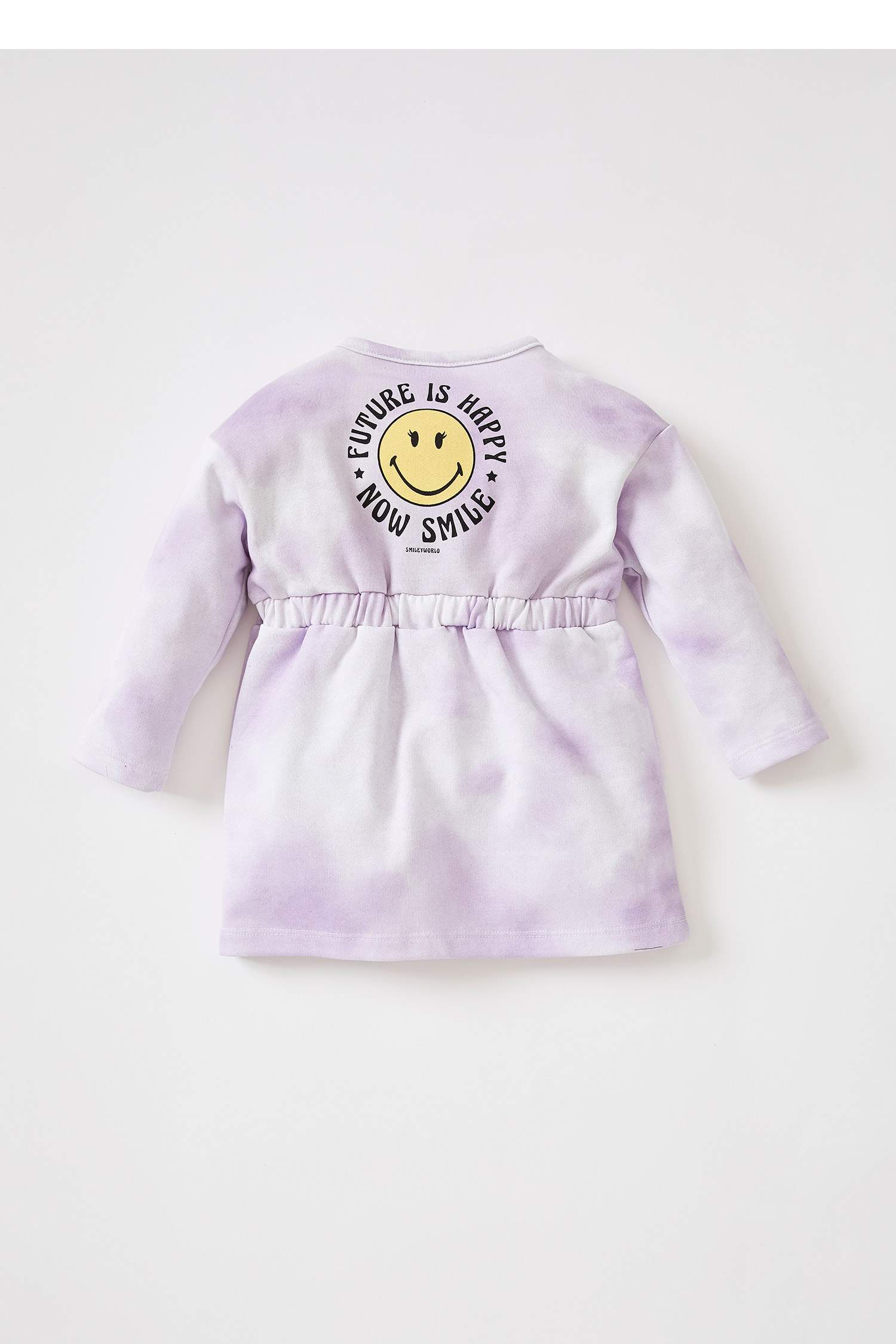 Kız Bebek Bisiklet Yaka Batik Desenli Uzun Kollu Sweat Elbise