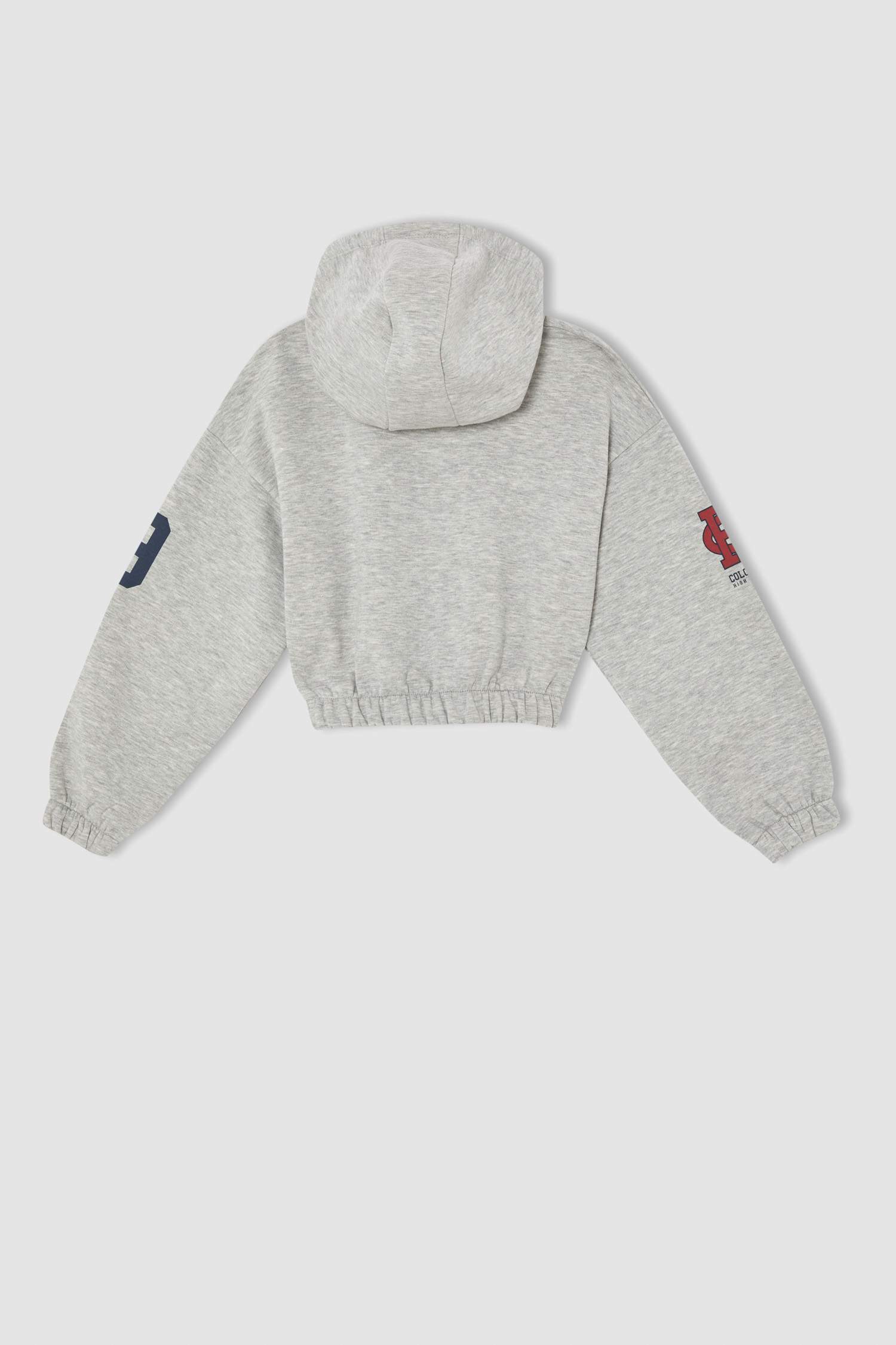 Kız Çocuk Crop Kapüşonlu Göğüs Cepli İçi Yumuşak Tüylü Sweatshirt