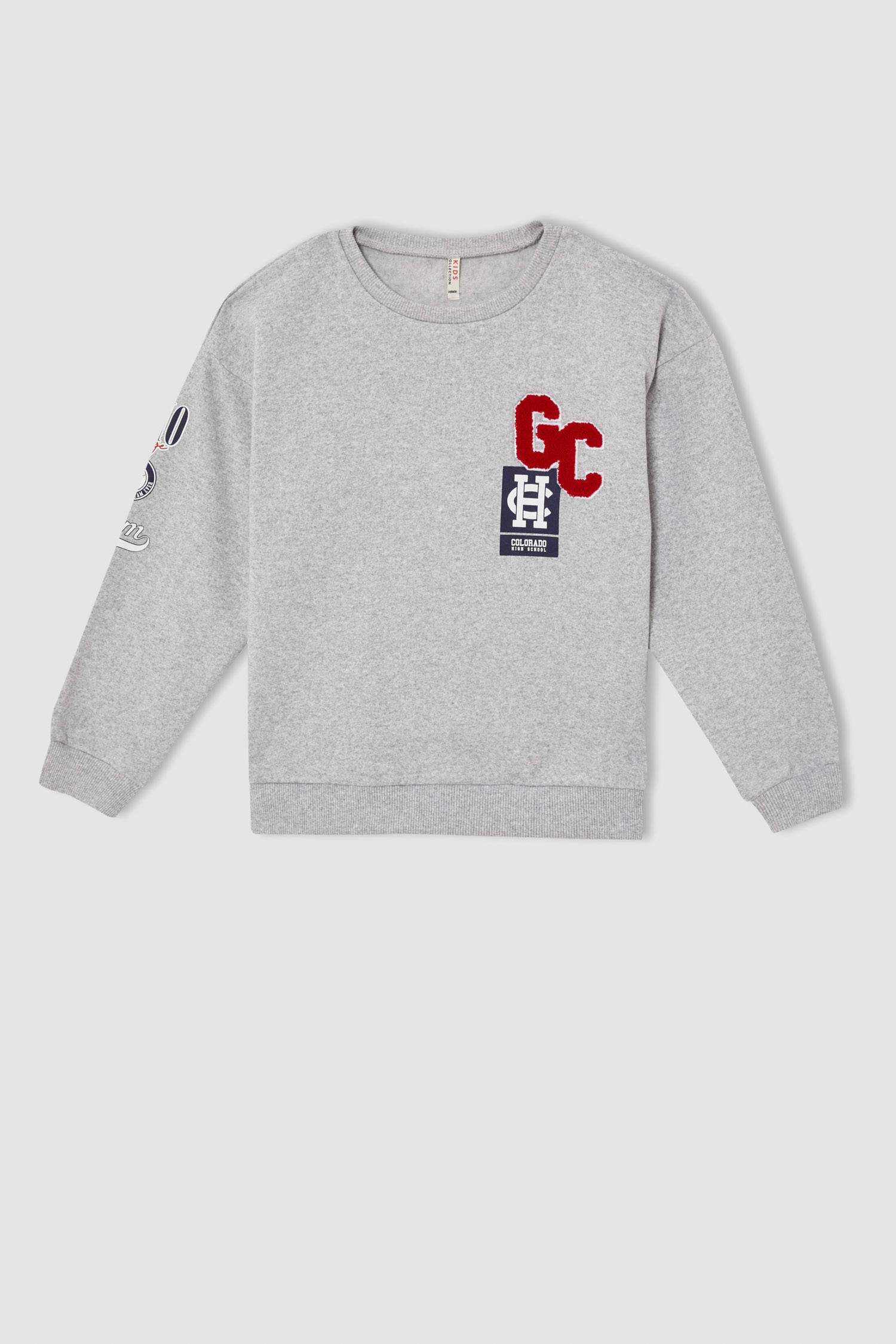 Kız Çocuk Regular Fit Bisiklet Yaka Baskılı Sweatshirt