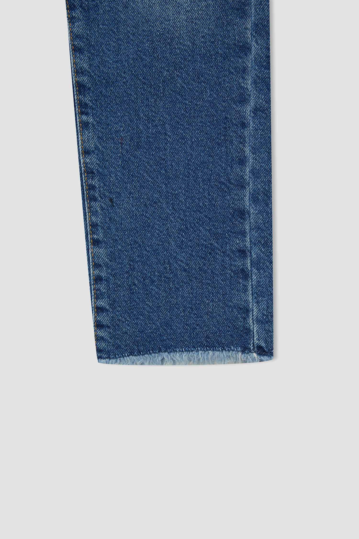 Kız Çocuk Straight Fit Yırtık Detaylı Jean Pantolon