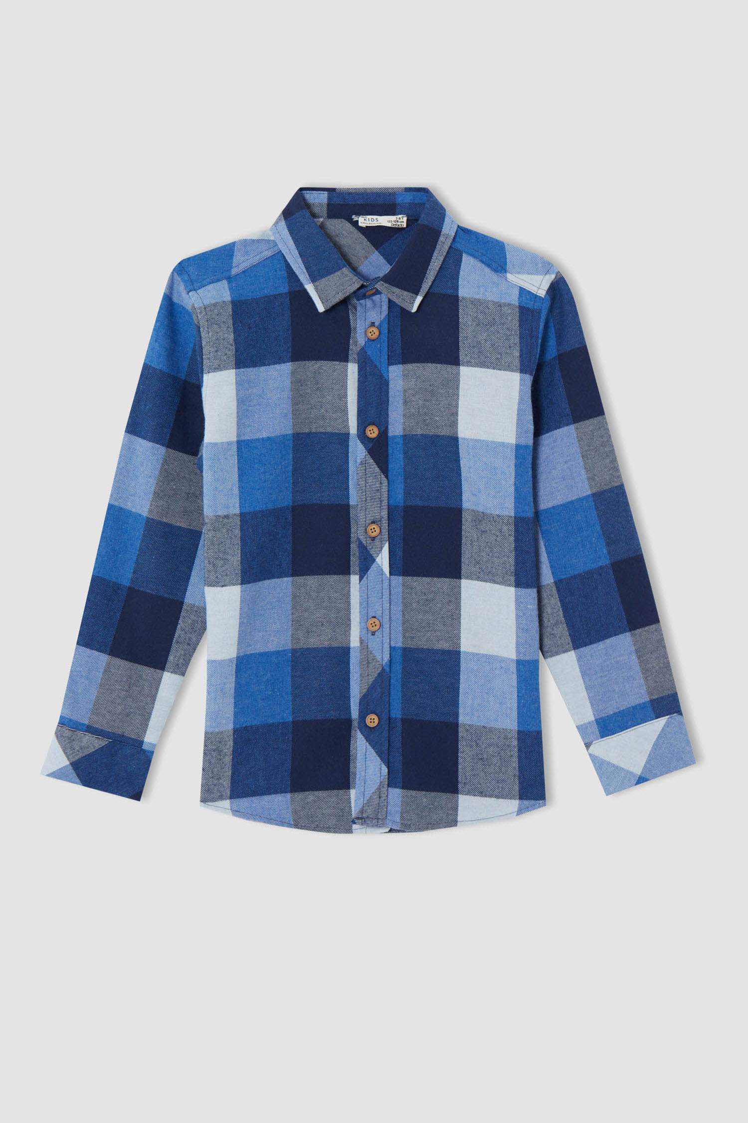 Erkek Çocuk Regular Fit Kareli Uzun Kollu Gömlek