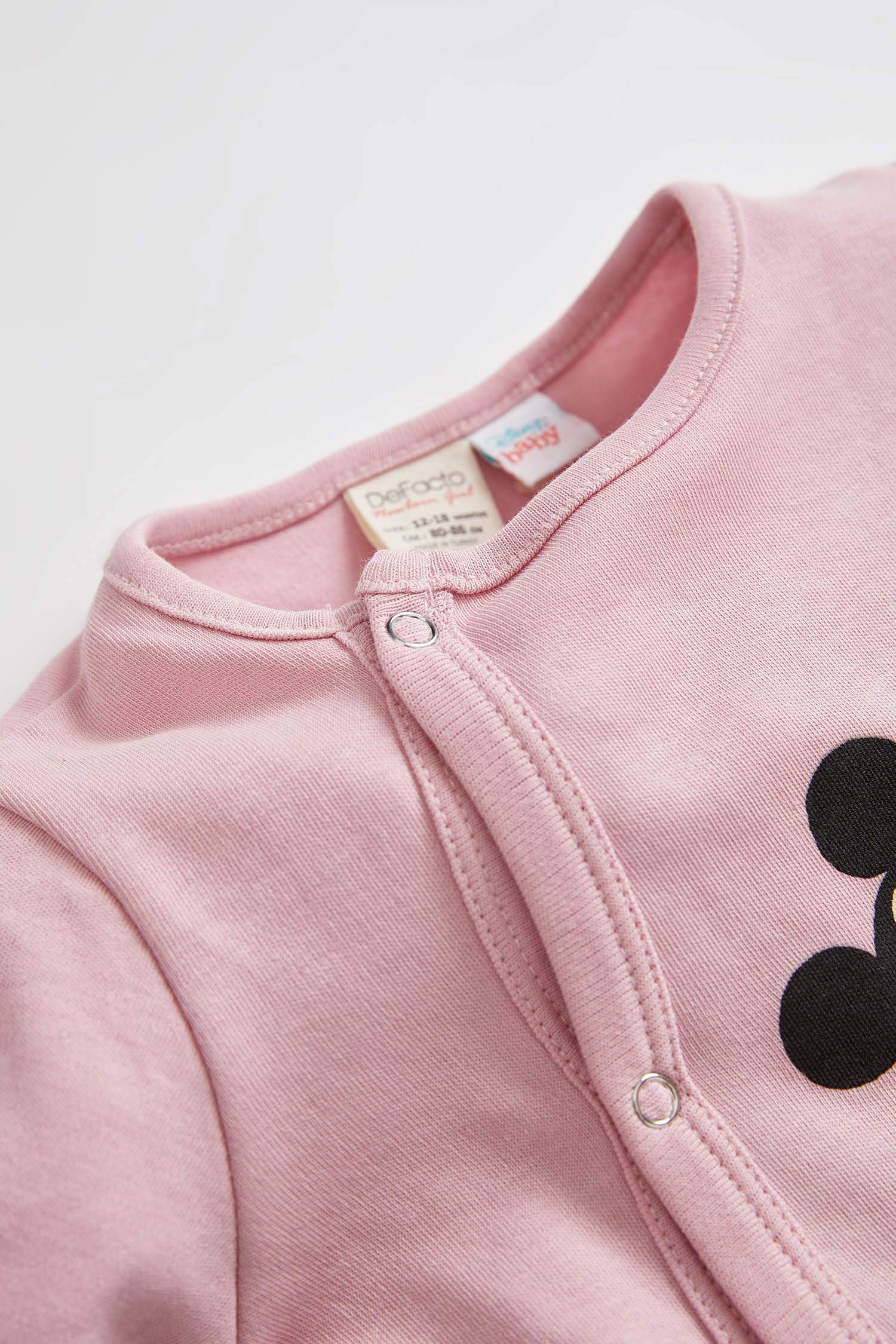 Kız Bebek Minnie Mouse Lisanslı Uzun Kollu Çıtçıtlı Pamuklu Tulum