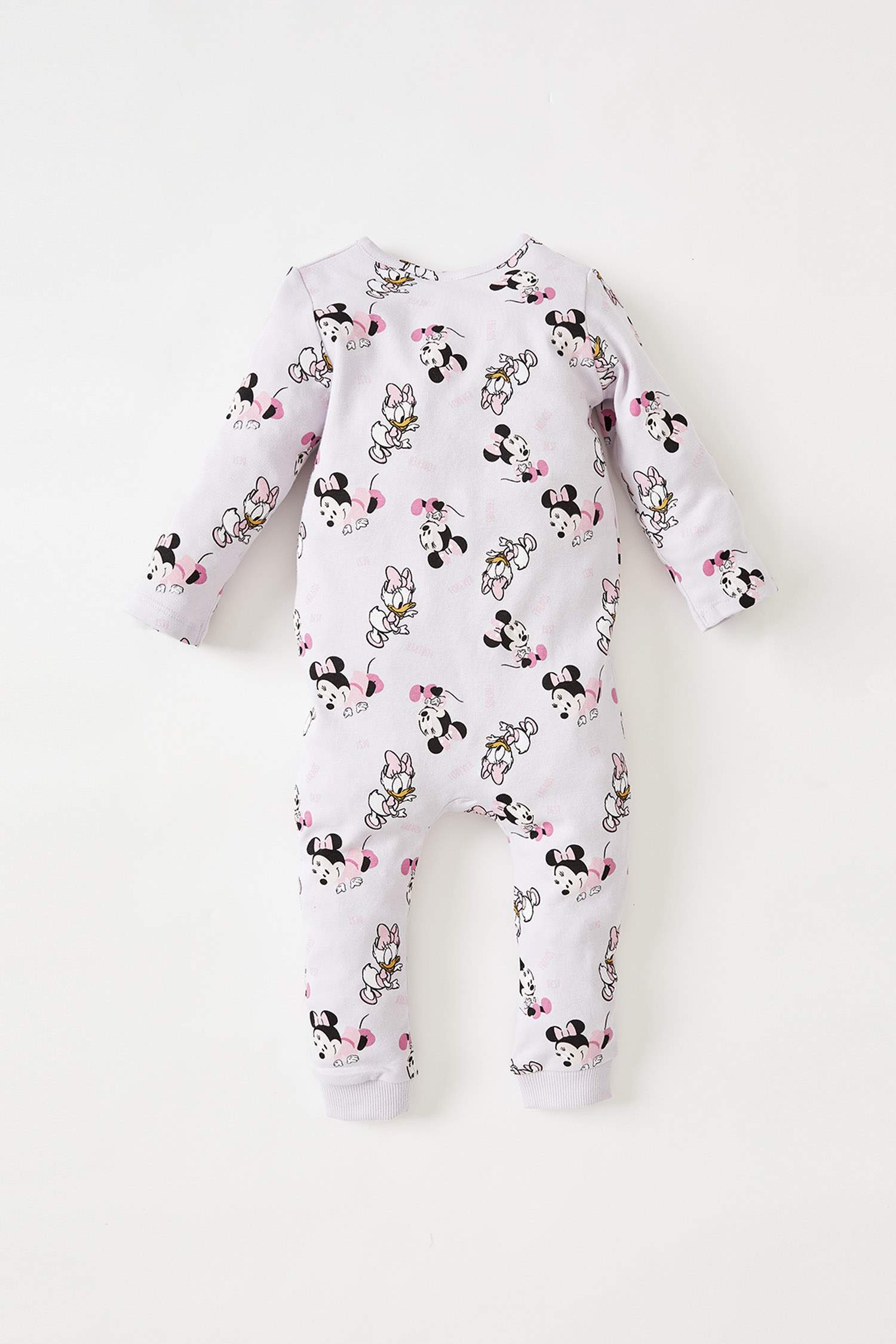 Kız Bebek Minnie Mouse Lisanslı Uzun Kollu Çıtçıtlı Yeni Doğan Pamuklu Tulum