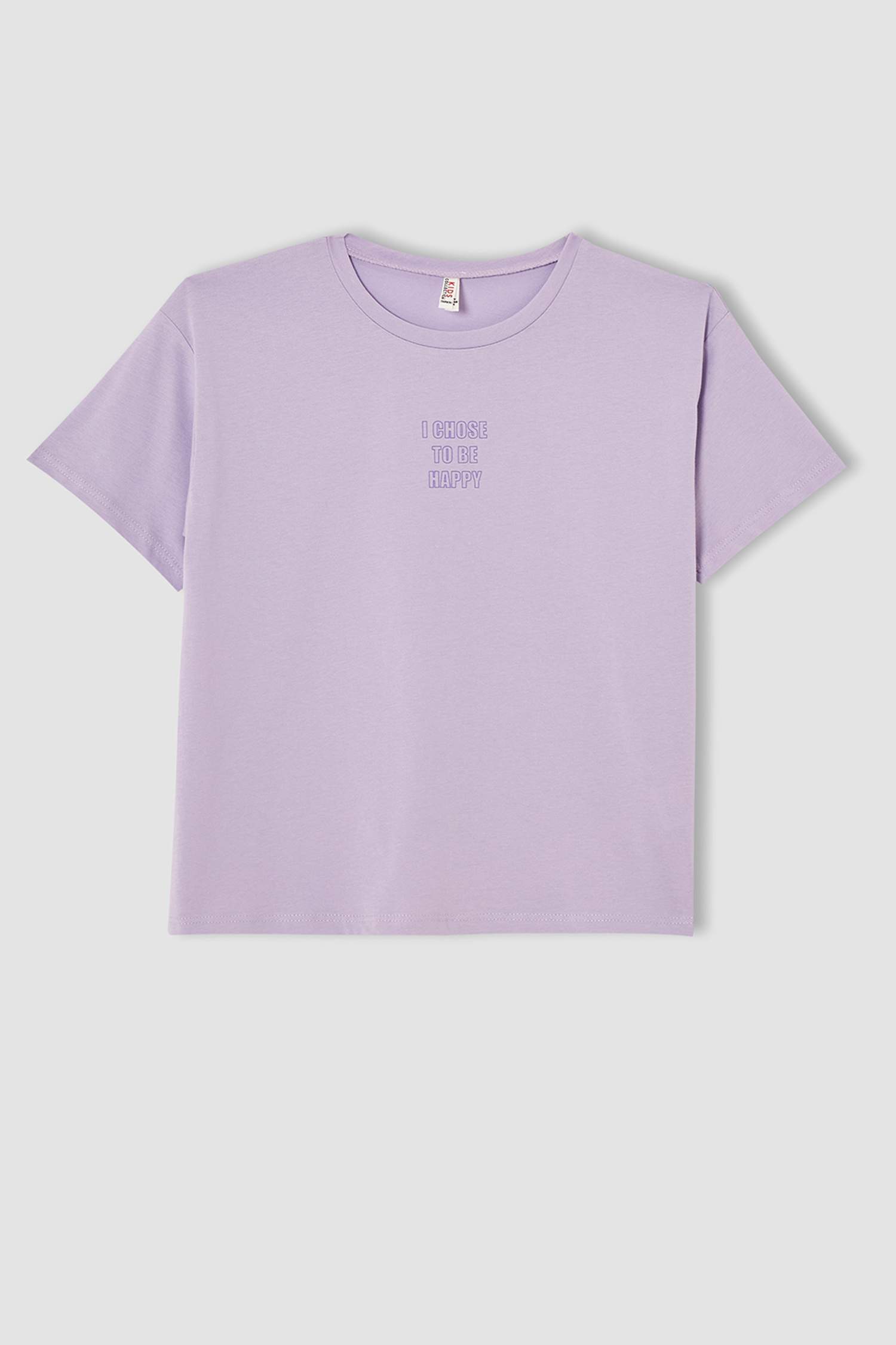 Kız Çocuk Relax Fit Slogan Baskılı Kısa Kollu Tişört