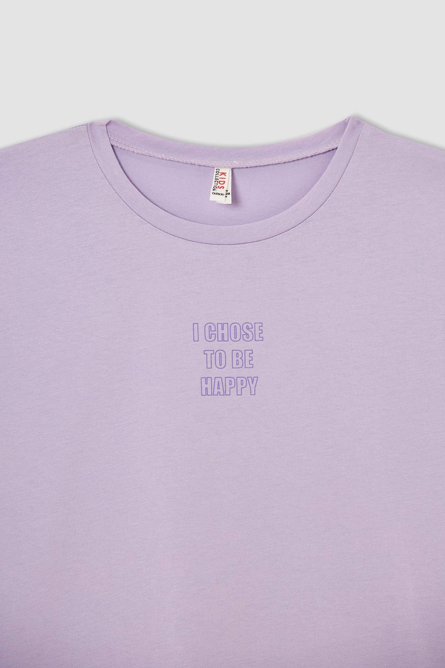 Kız Çocuk Relax Fit Slogan Baskılı Kısa Kollu Tişört