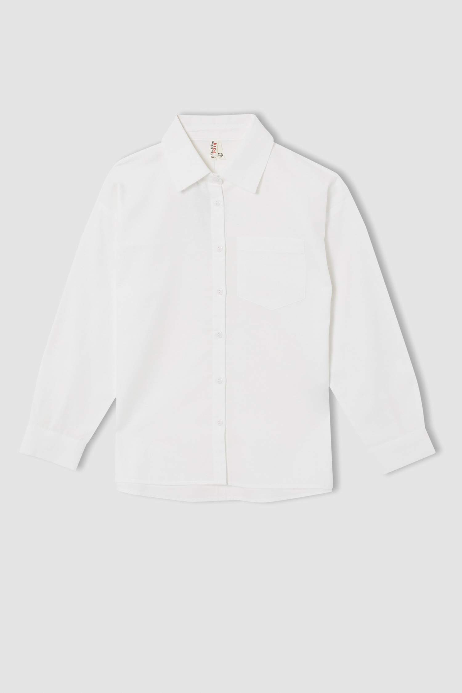 Kız Çocuk Relax Fit Basic Uzun Kollu Poplin Gömlek