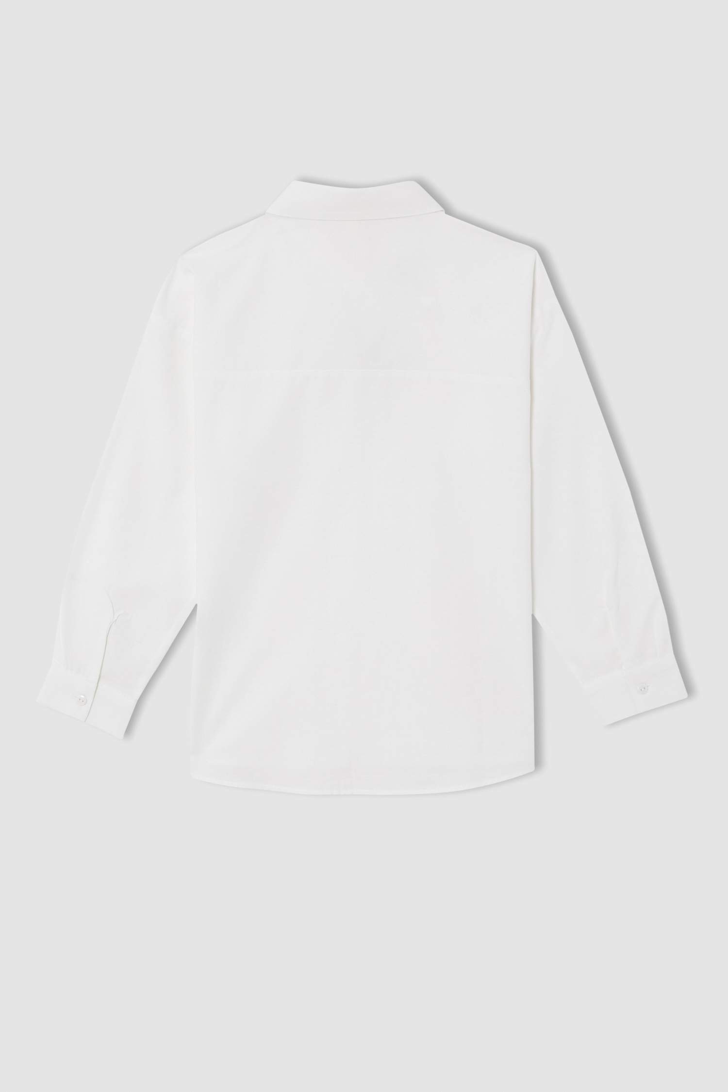 Kız Çocuk Relax Fit Basic Uzun Kollu Poplin Gömlek