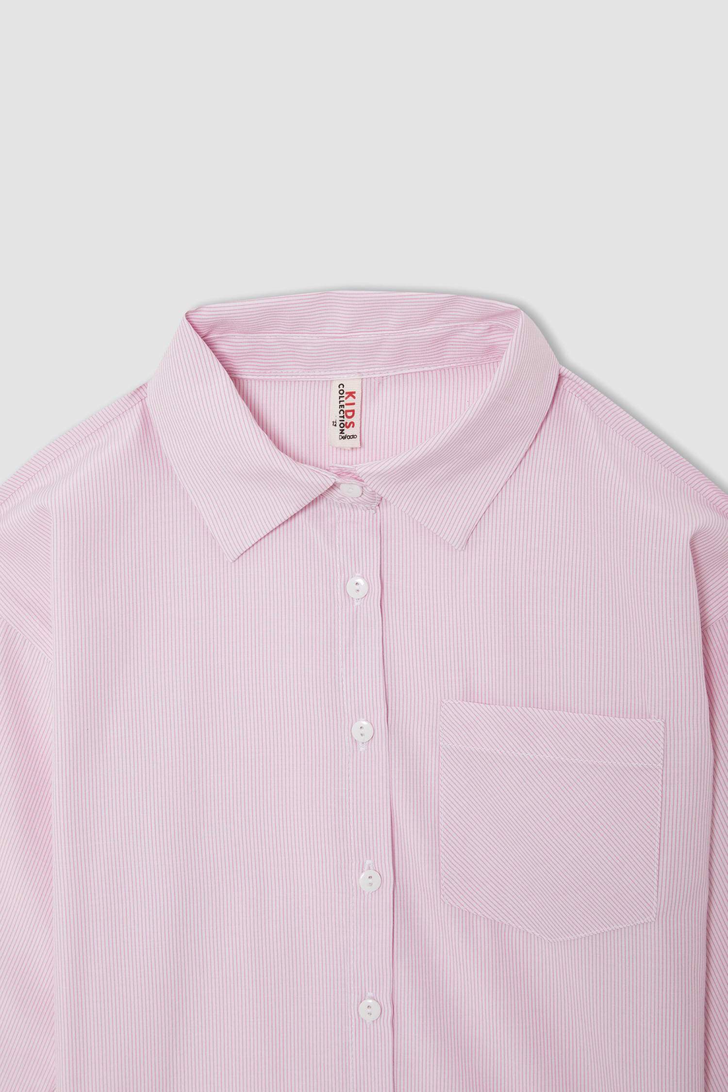 Kız Çocuk Relax Fit Basic Uzun Kollu Poplin Gömlek