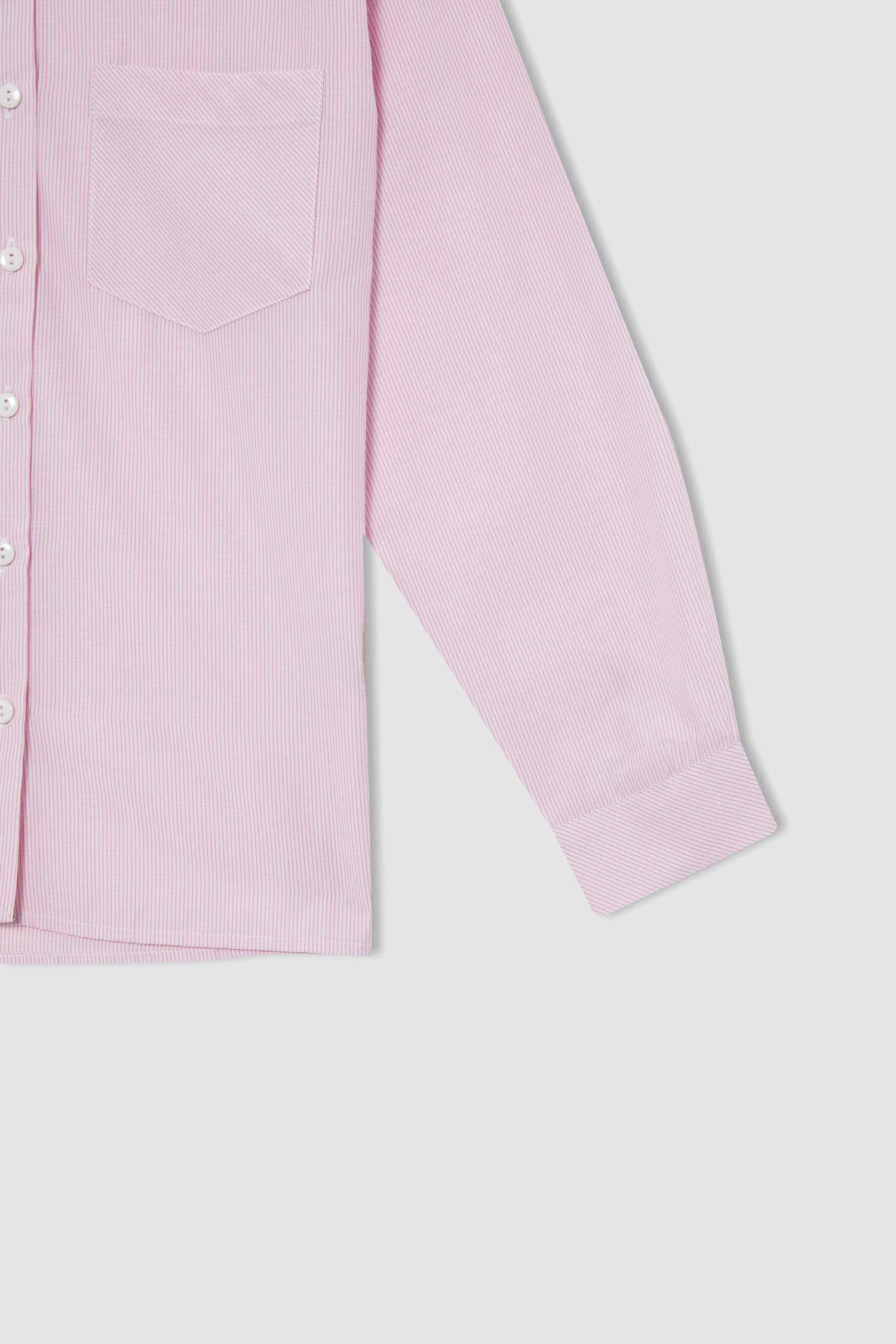 Kız Çocuk Relax Fit Basic Uzun Kollu Poplin Gömlek