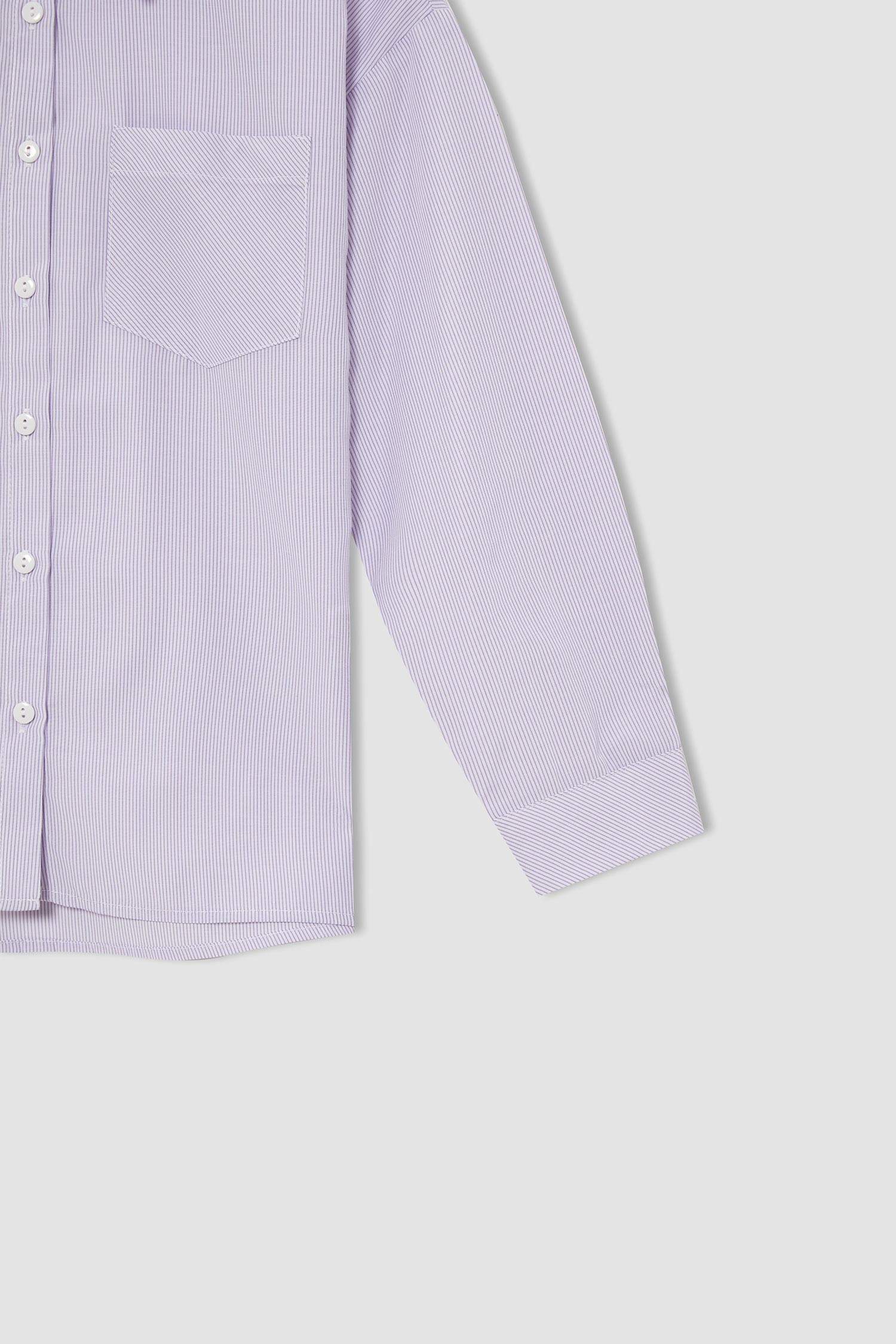 Kız Çocuk Relax Fit Basic Uzun Kollu Poplin Gömlek