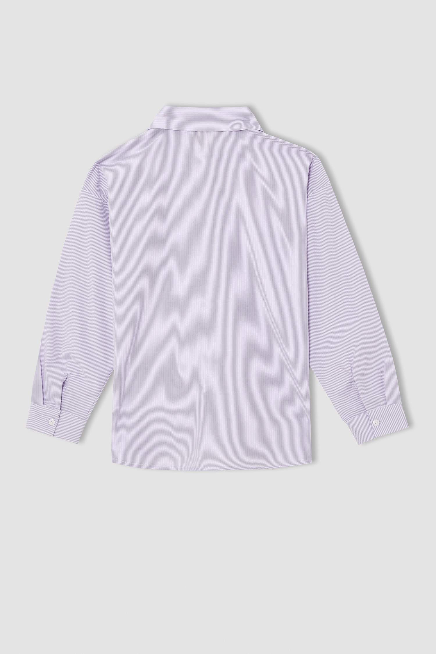 Kız Çocuk Relax Fit Basic Uzun Kollu Poplin Gömlek