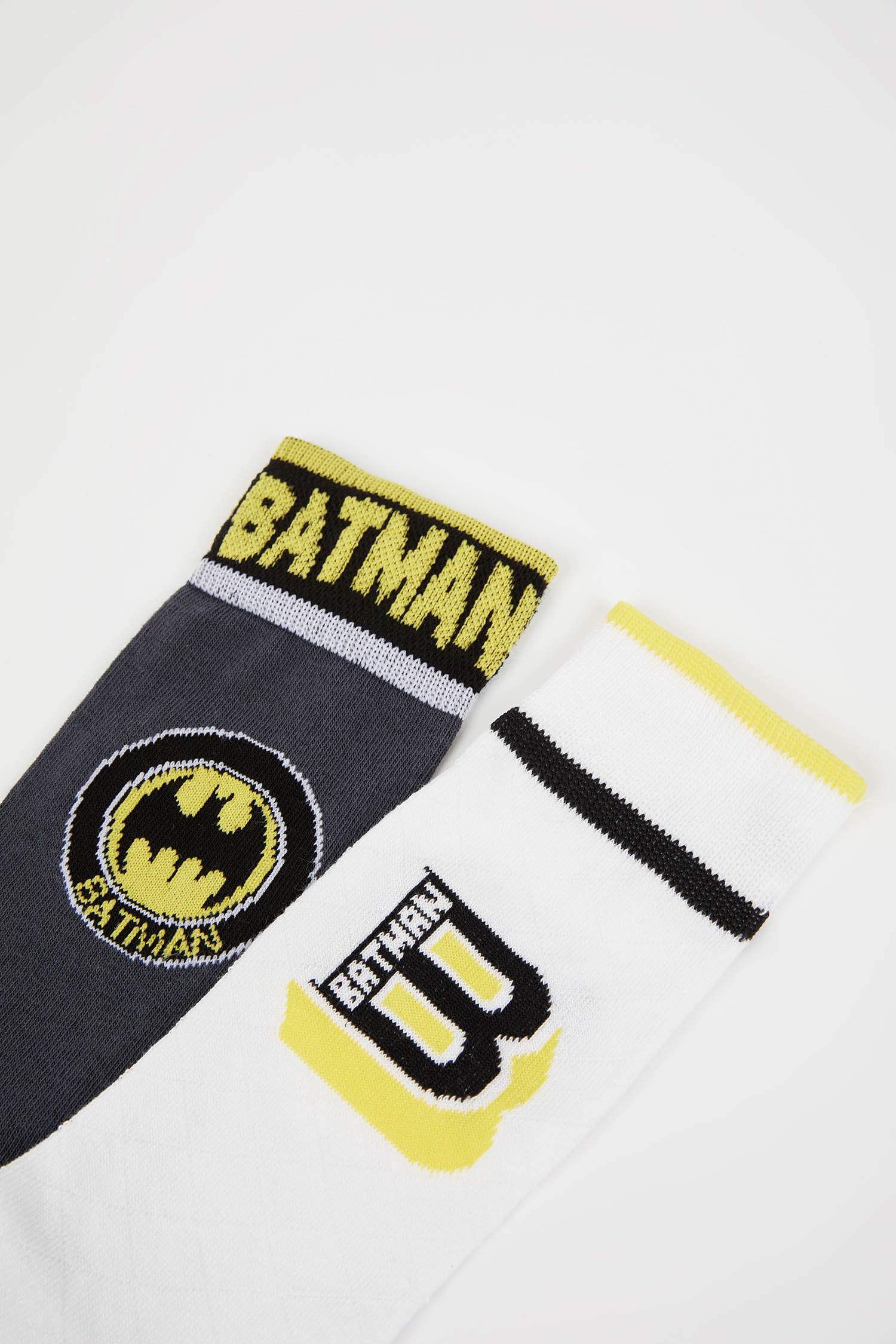 Erkek Batman Lisanslı Pamuklu 2'li Uzun Çorap