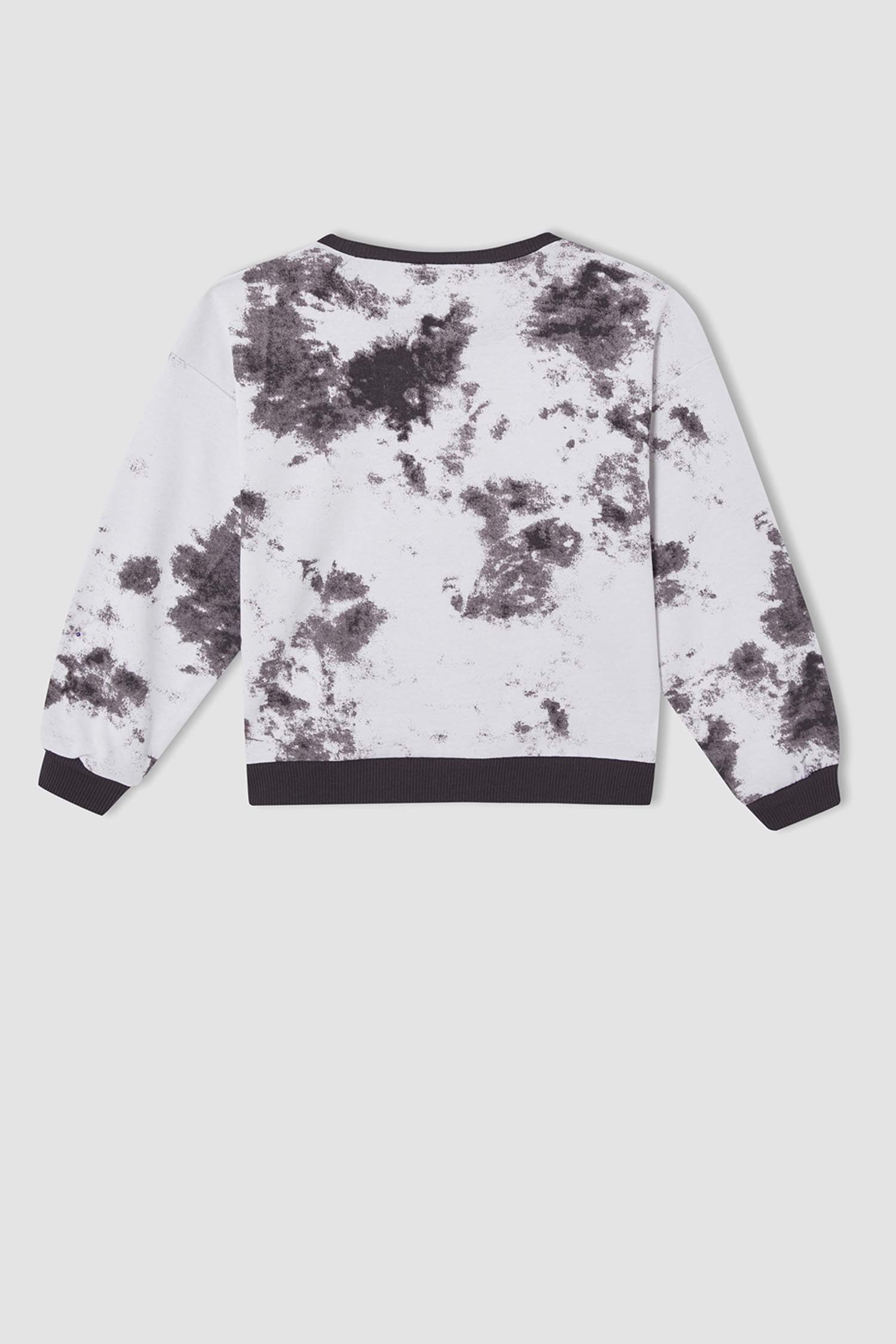 Kız Çocuk Regular Fit Bisiklet Yaka Batik Desenli Sweatshirt