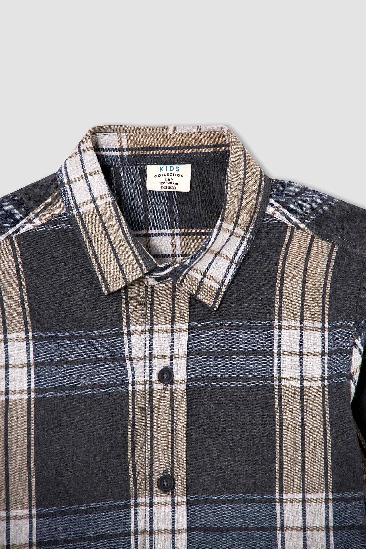 Erkek Çocuk Regular Fit Kareli Uzun Kollu Gömlek