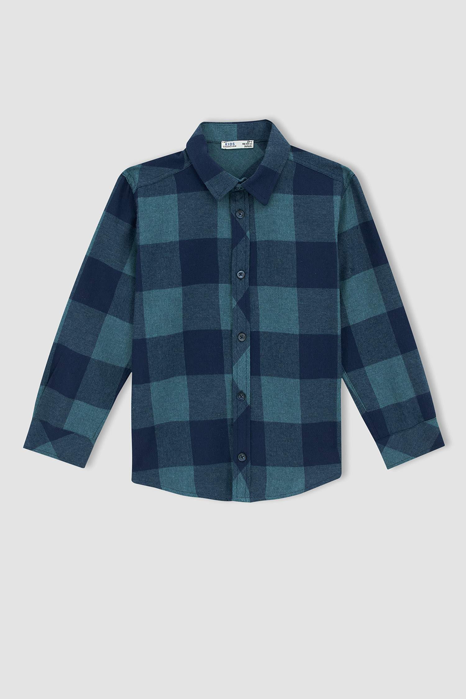 Erkek Çocuk Regular Fit Kare Desenli Uzun Kollu Gömlek