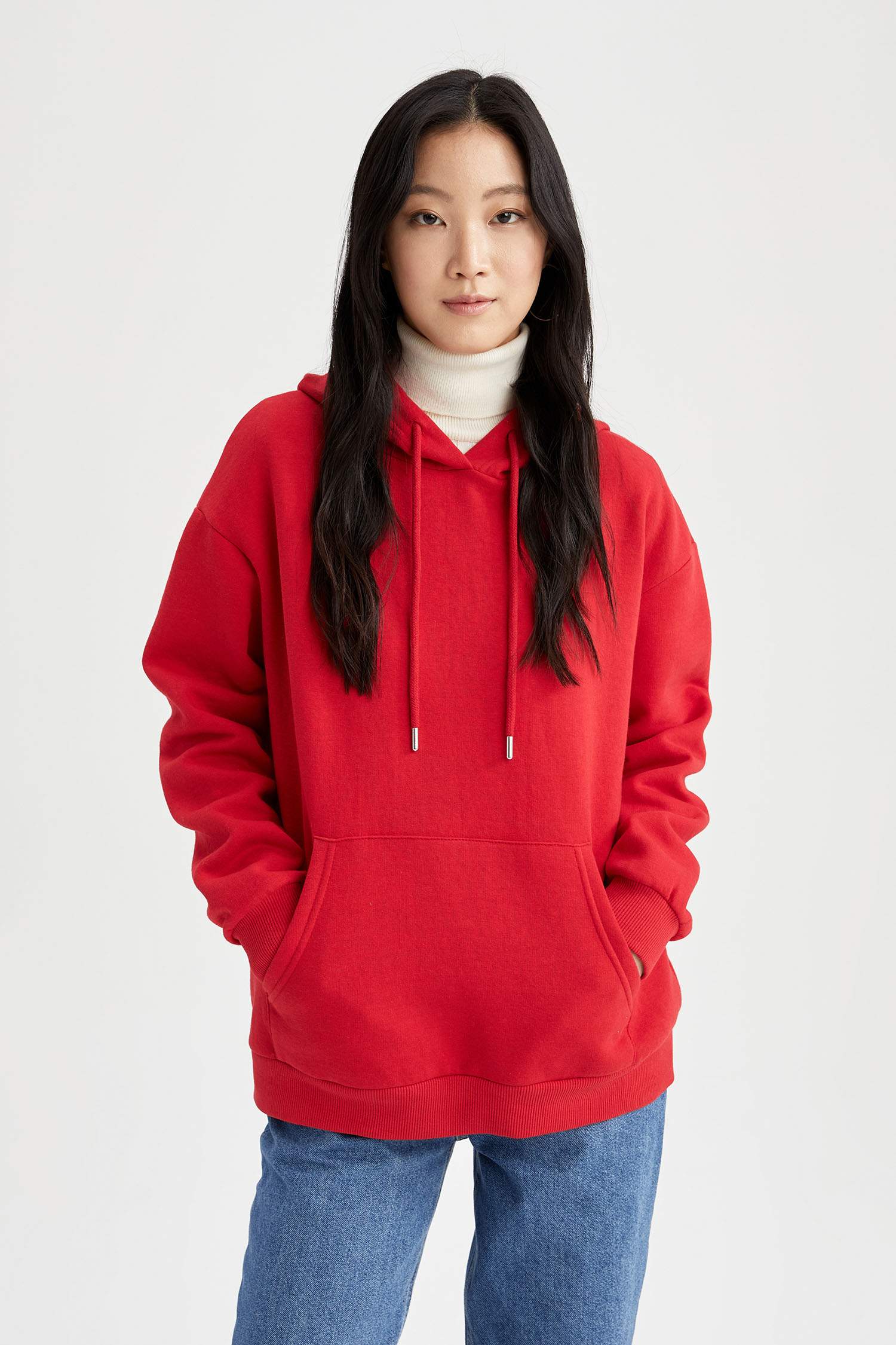 Regular Fit Kapüşonlu Kanguru Cepli İçi Yumuşak Tüylü Sweatshirt
