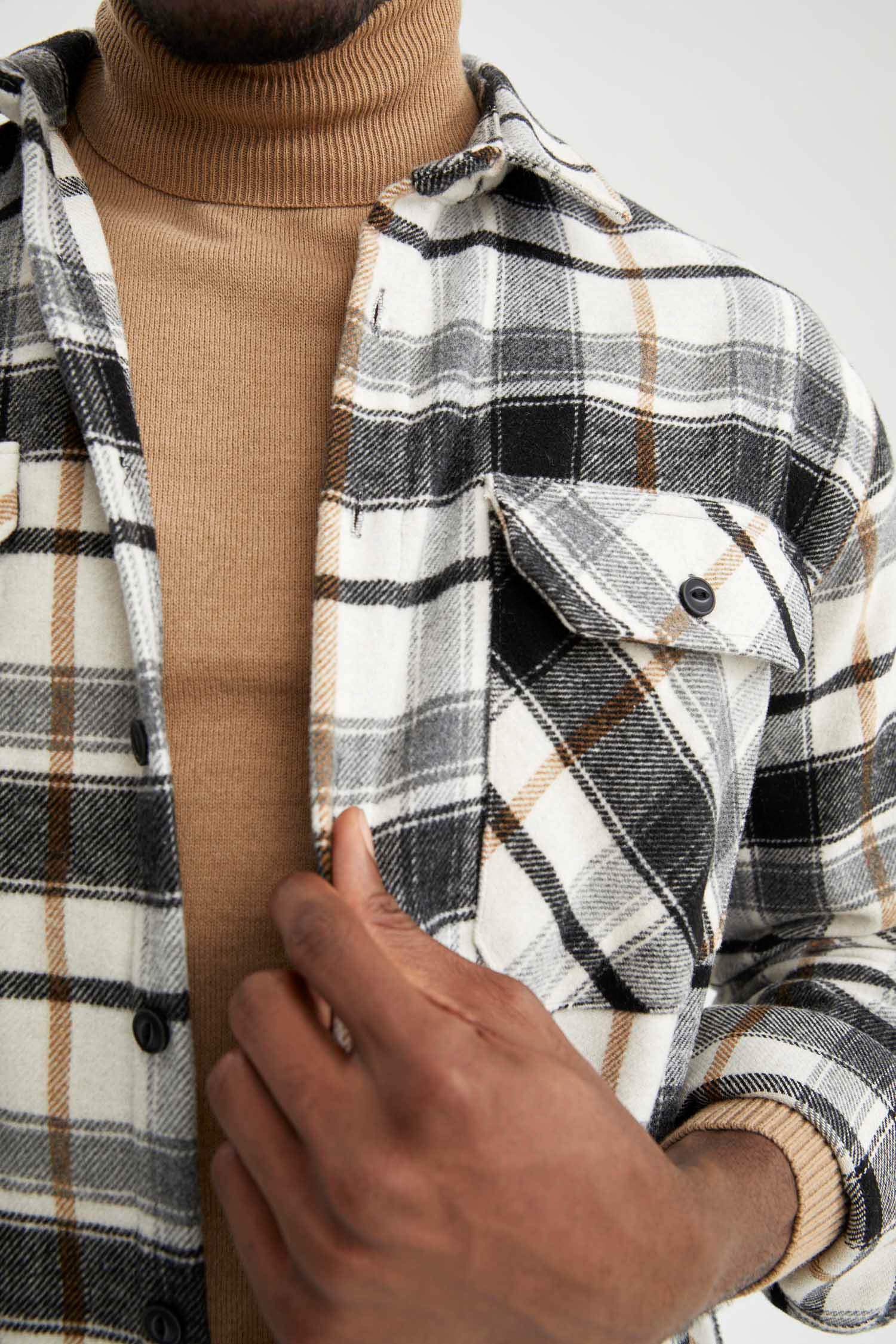 Regular Fit Polo Yaka Ekose Desenli Uzun Kollu Oduncu Gömlek