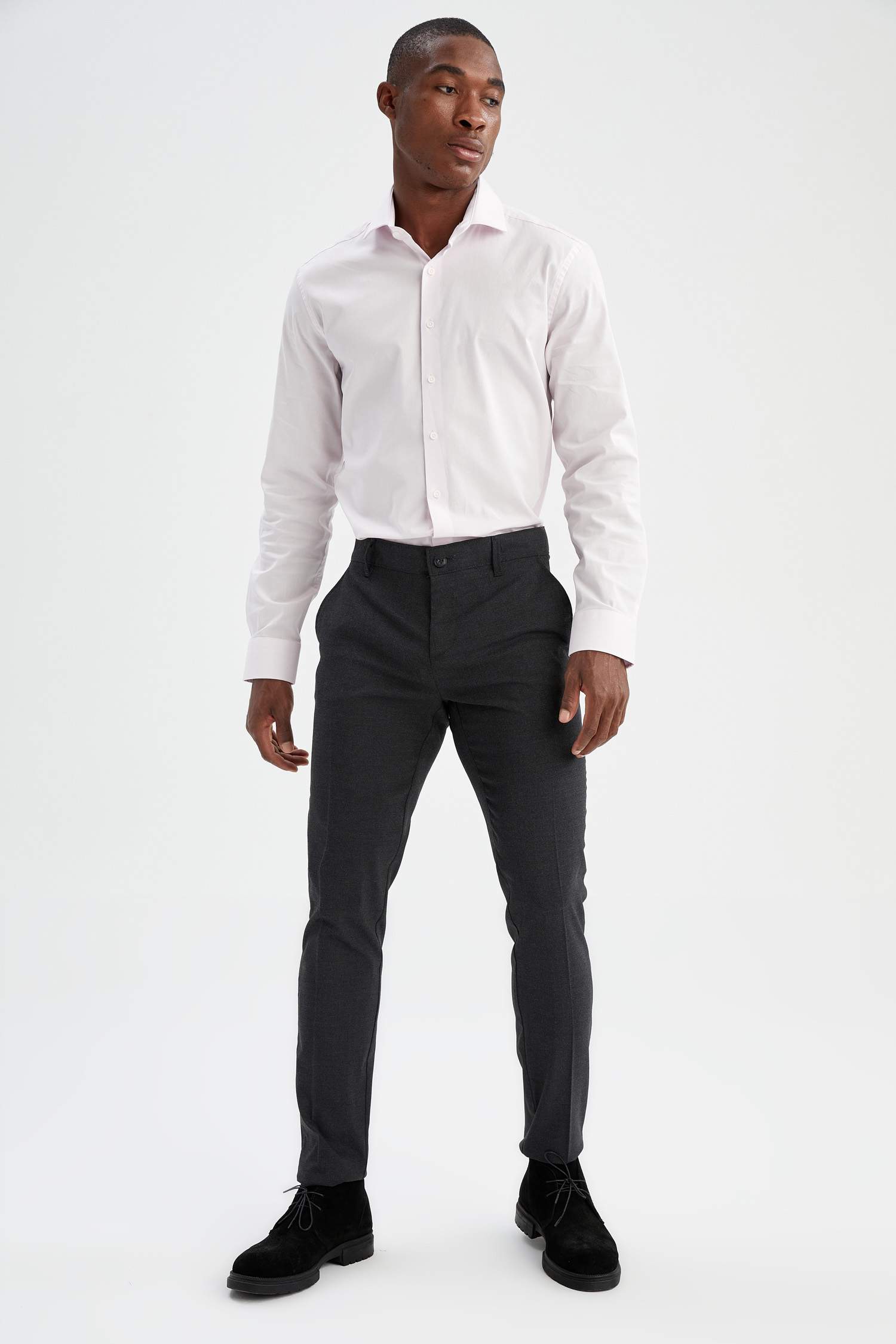 Slim Fit İtalyan Yaka Klasik Uzun Kollu Gömlek