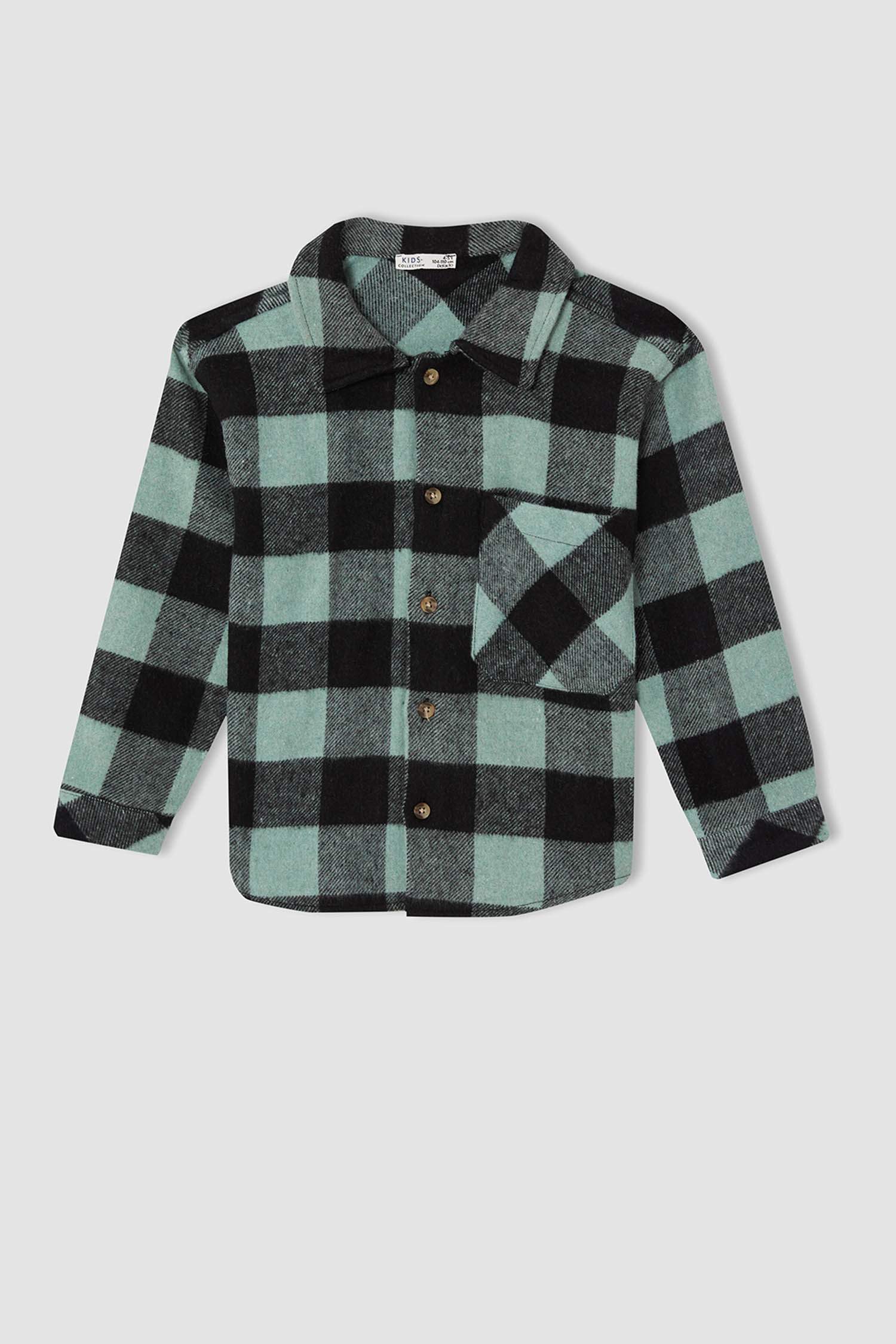 Erkek Çocuk Coool Regular Fit Yılbaşı Temalı Kareli Uzun Kollu Flanel Oduncu Gömlek