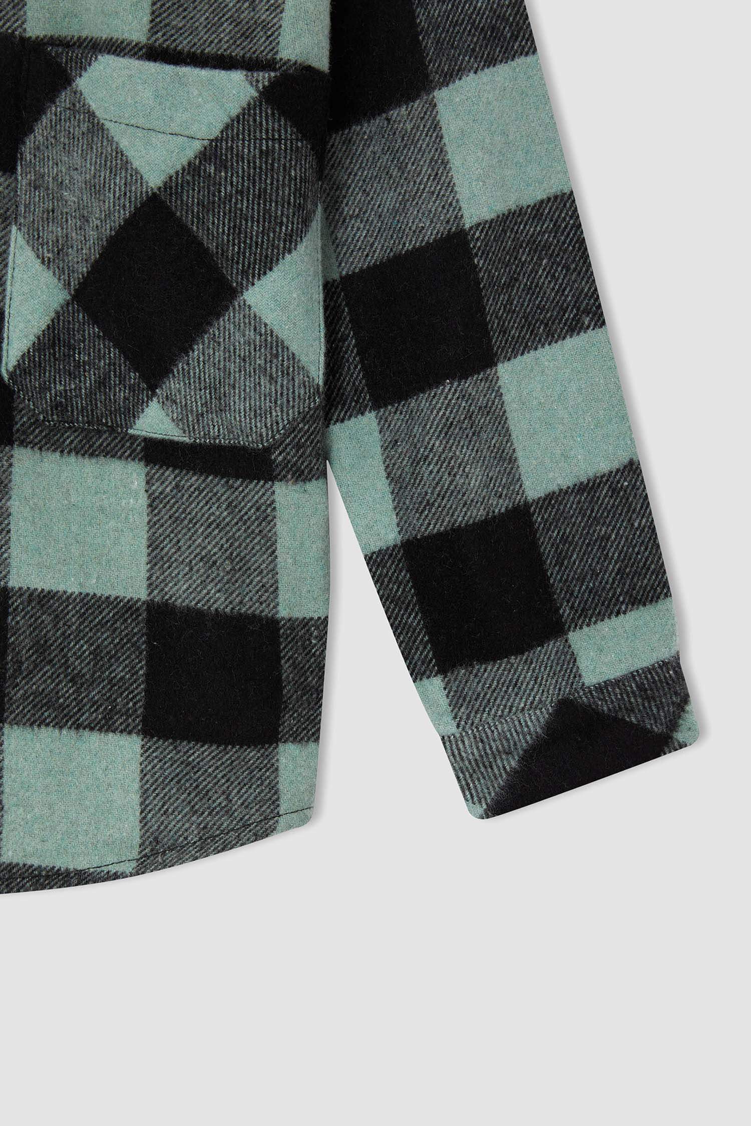 Erkek Çocuk Coool Regular Fit Yılbaşı Temalı Kareli Uzun Kollu Flanel Oduncu Gömlek